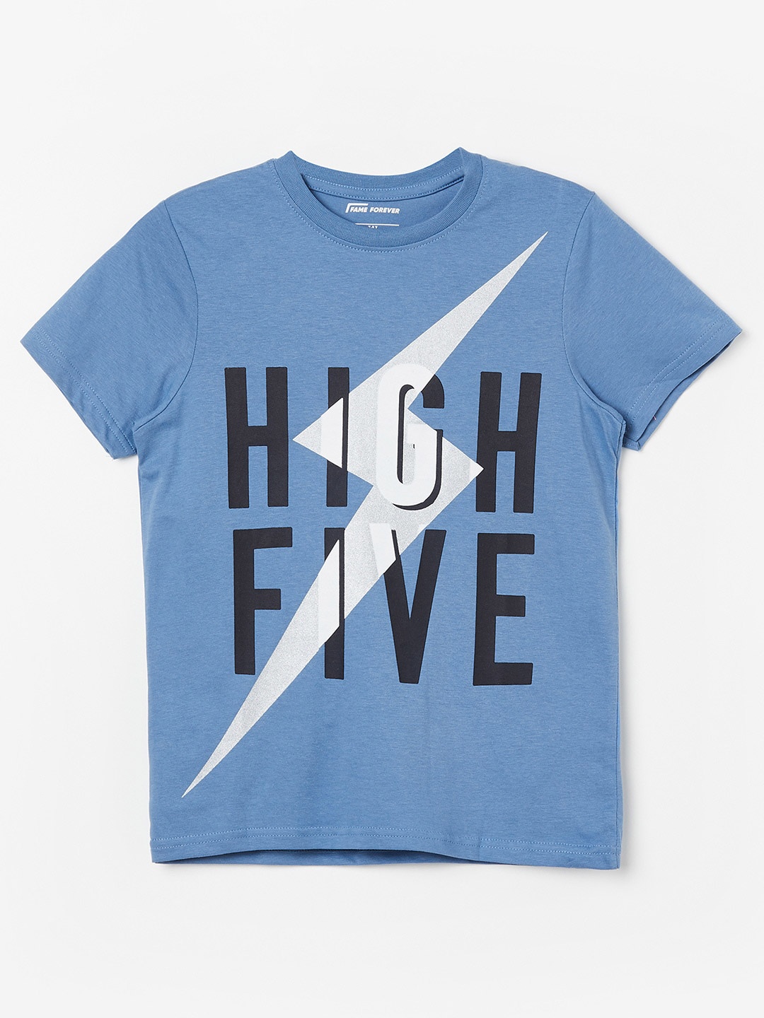 

Fame Forever by Lifestyle Boys Typography Printed Pure Cotton T-shirt, Blue