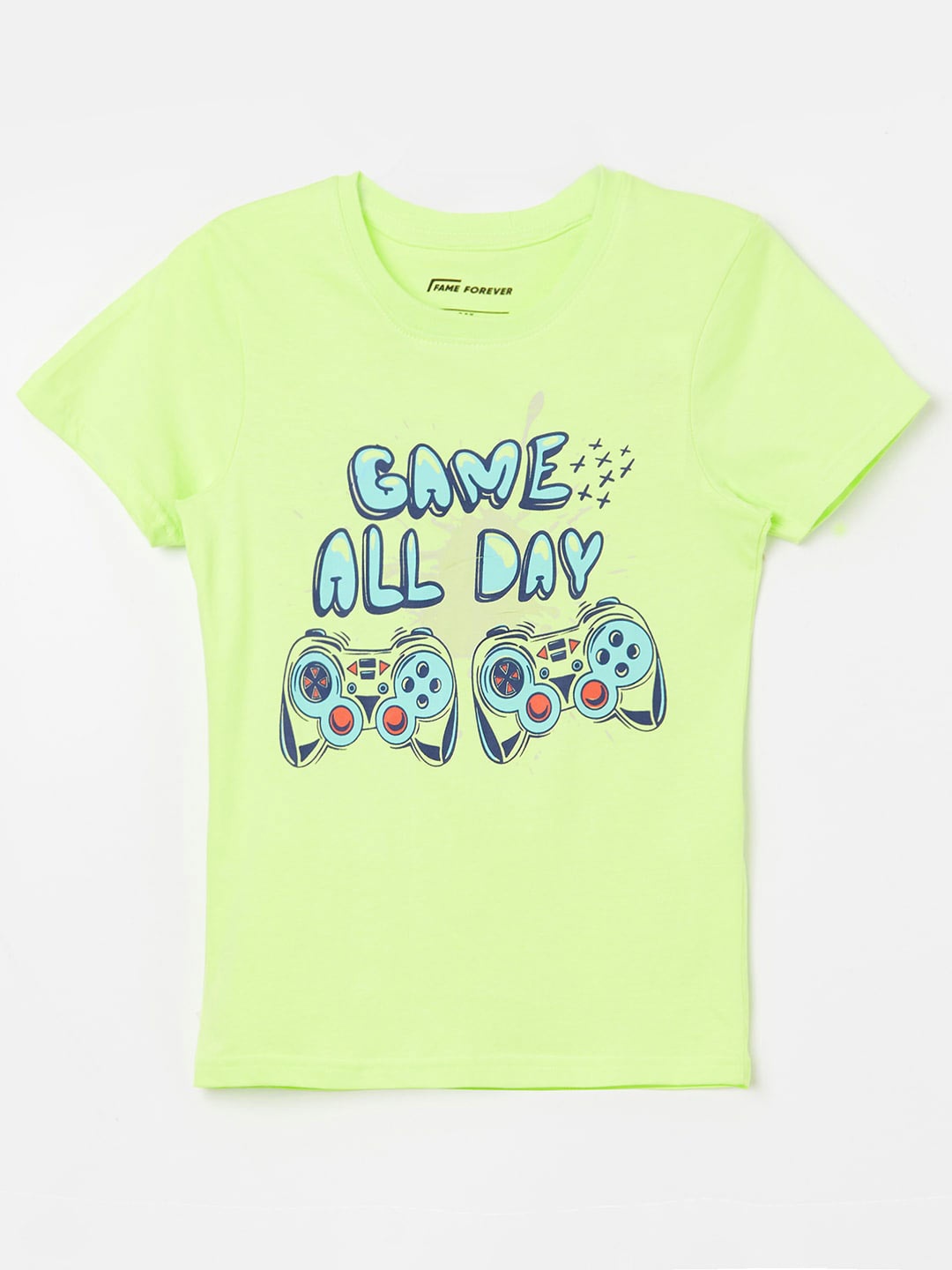 

Fame Forever by Lifestyle Boys Typography Printed Pure Cotton T-shirt, Yellow
