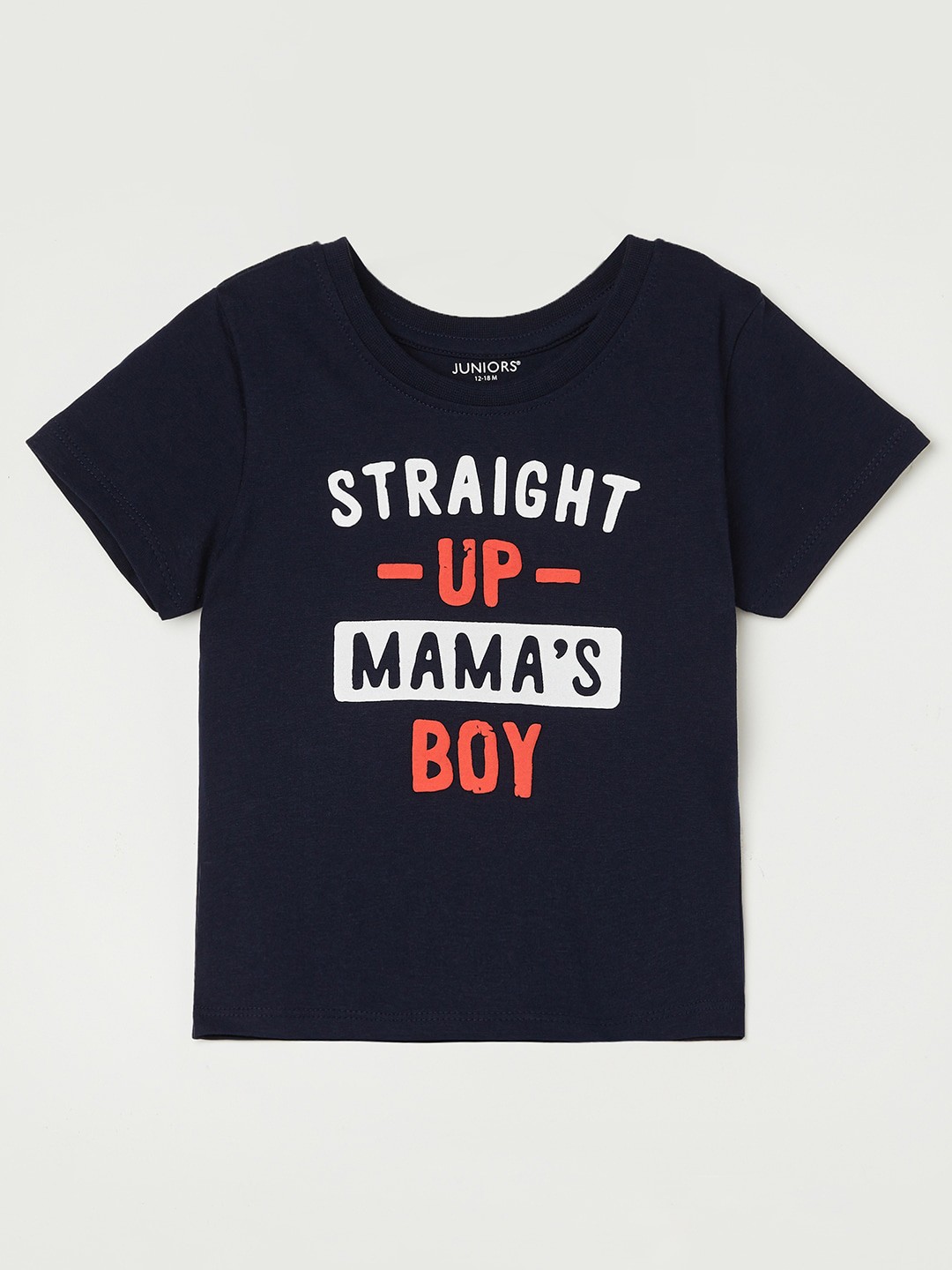 

Juniors by Lifestyle Boys Typography Printed Pure Cotton T-Shirt, Navy blue
