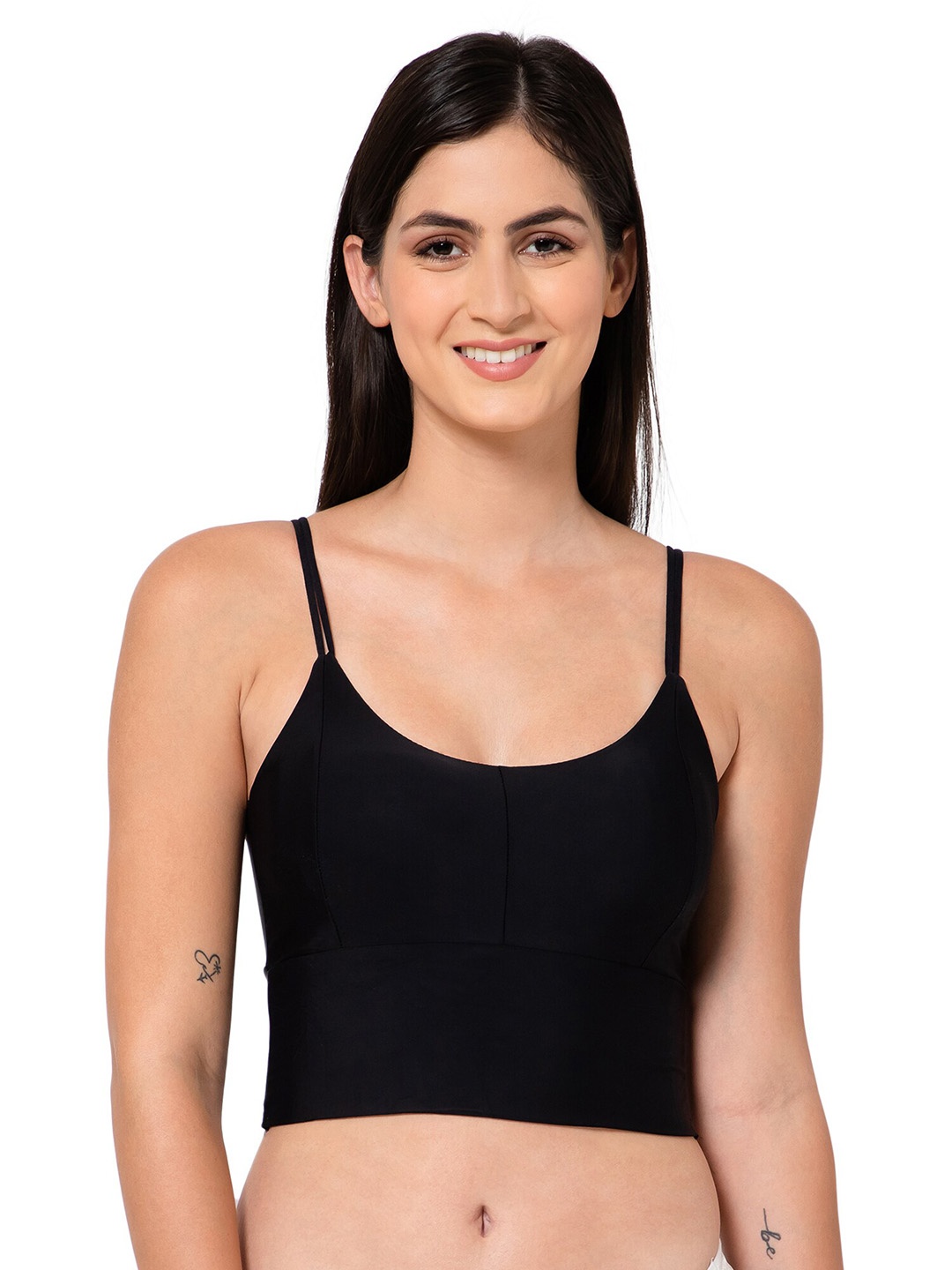 

INFINIUM Full Coverage Lightly Padded All Day Comfort Dry Fit Seamless Camisole Bra, Black