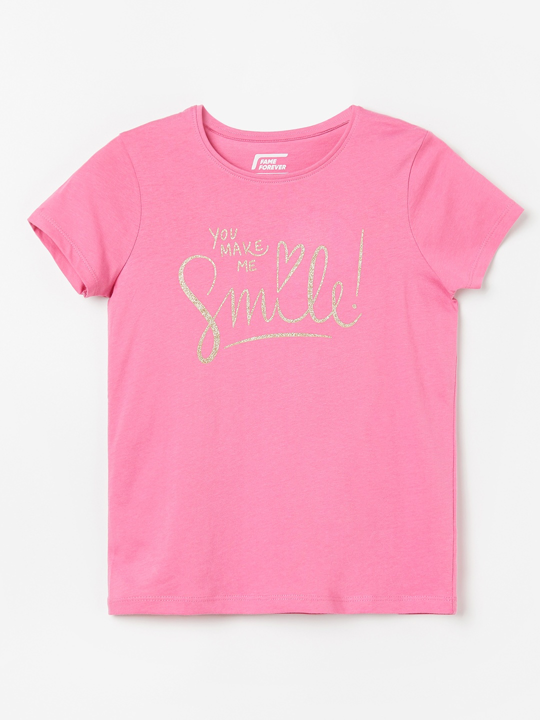 

Fame Forever by Lifestyle Girls Typography Printed Pure Cotton T-shirt, Pink