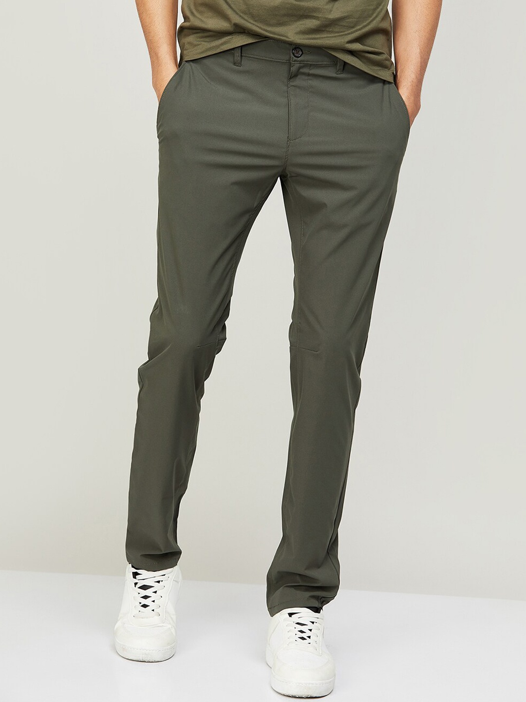 

Bossini Men Mid Rise Chinos Trousers, Olive