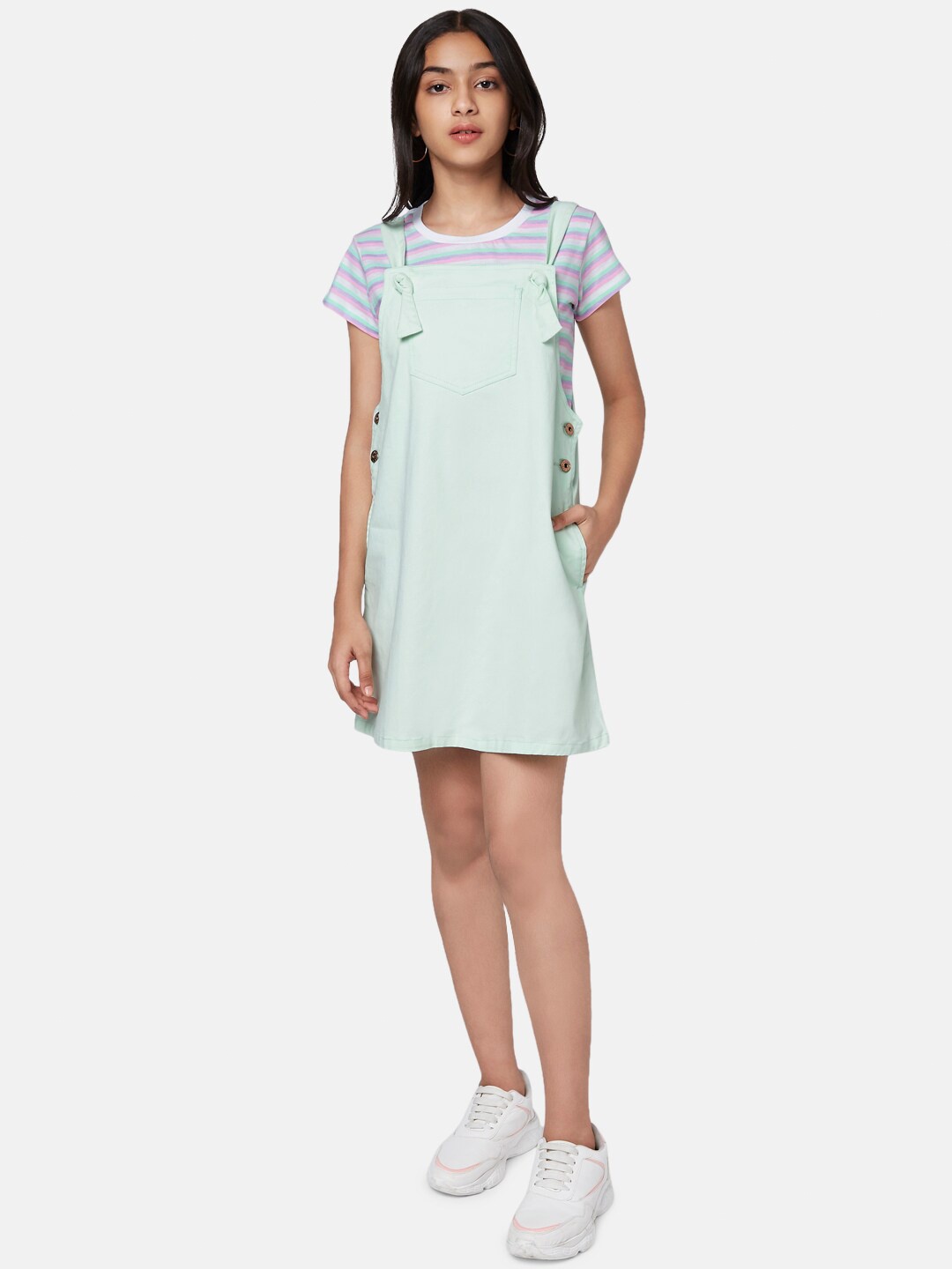 

Coolsters by Pantaloons Girls Pinafore Cotton Mini Dress, Green