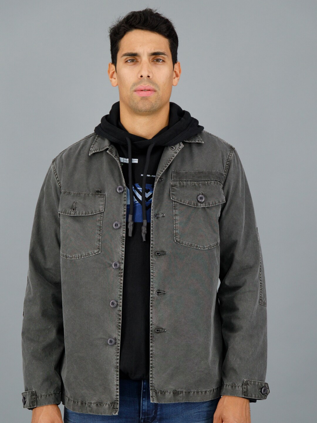 

FREESOUL Opaque Spread Collar Casual Shirt, Grey