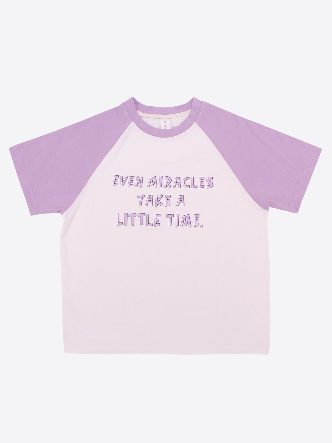 

CUTECUMBER Girls Typography Printed Raglan Sleeves T-Shirt, Purple