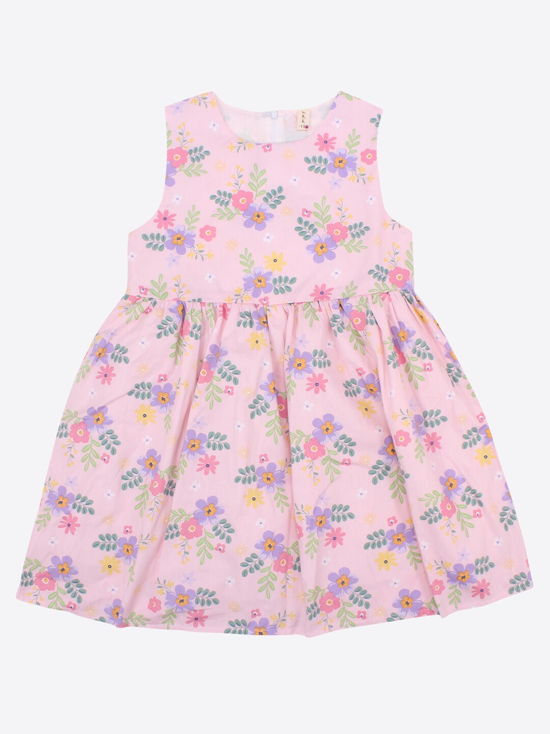 

CUTECUMBER Girls Floral Printed Fit & Flare Cotton Dress, Pink