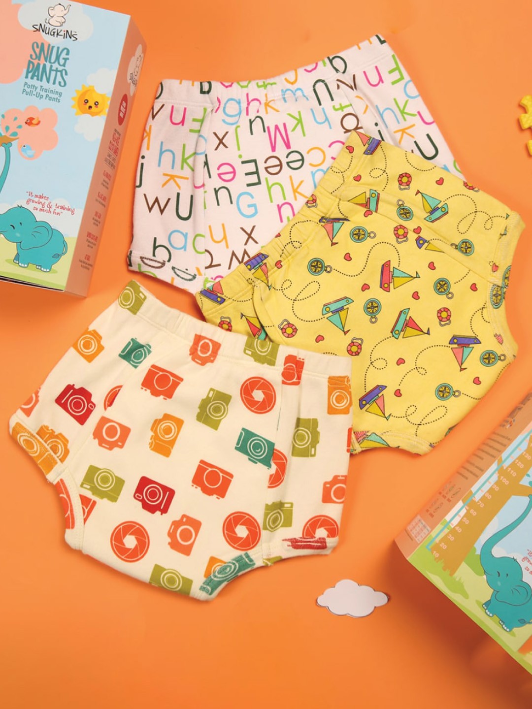 

Snugkins Kids Set Of 15 Pure Cotton Potty Training Pants, Yellow