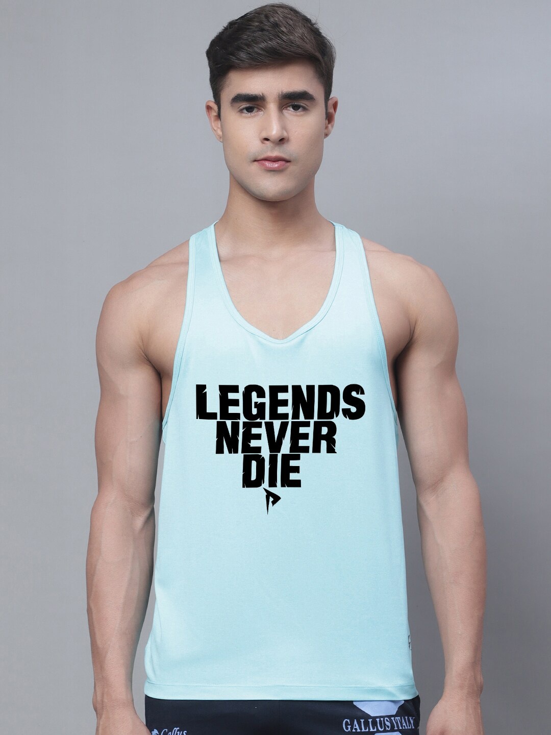 

Friskers Men Printed Gym Vest, Turquoise blue