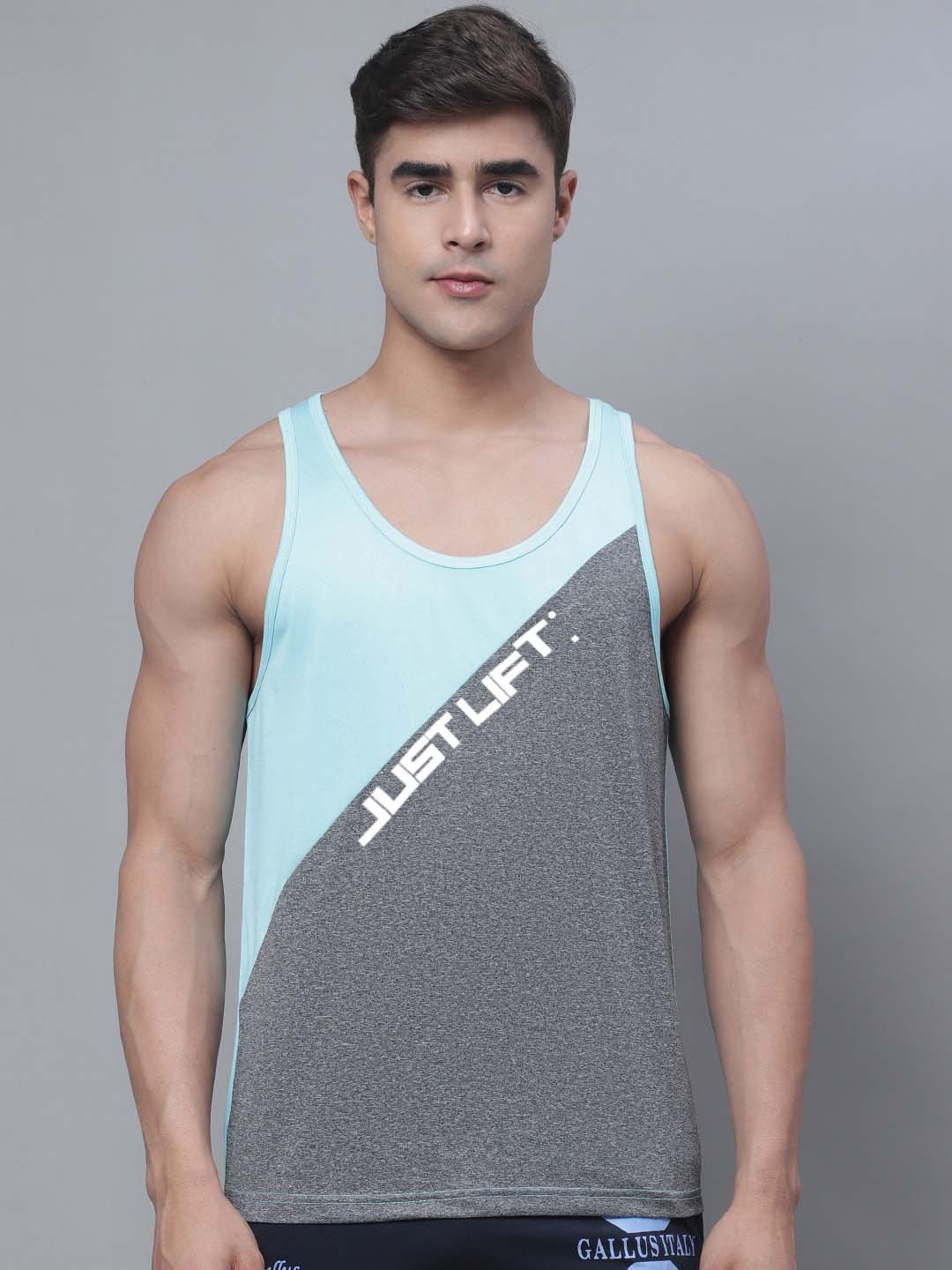 

Friskers Men Printed Gym Vest, Turquoise blue