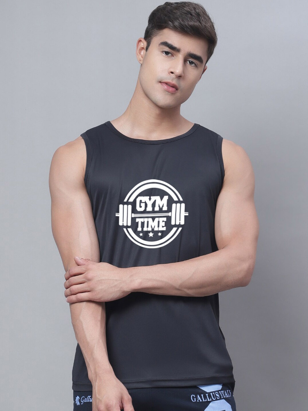 

Friskers Men Printed Gym Vest, Black