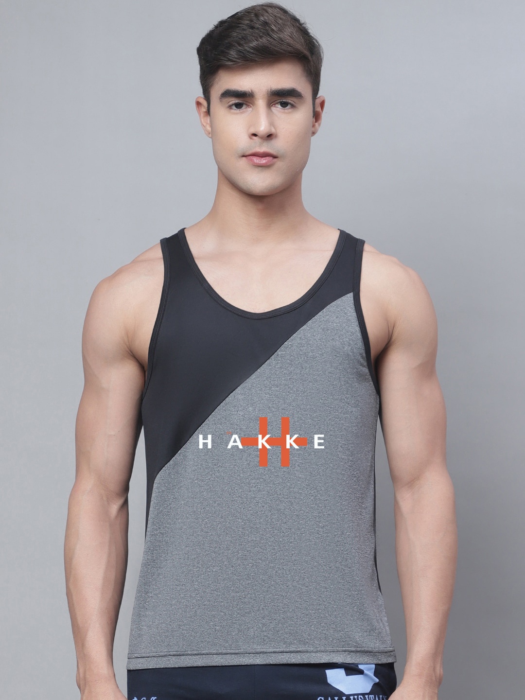 

Friskers Men Printed Gym Vest, Black
