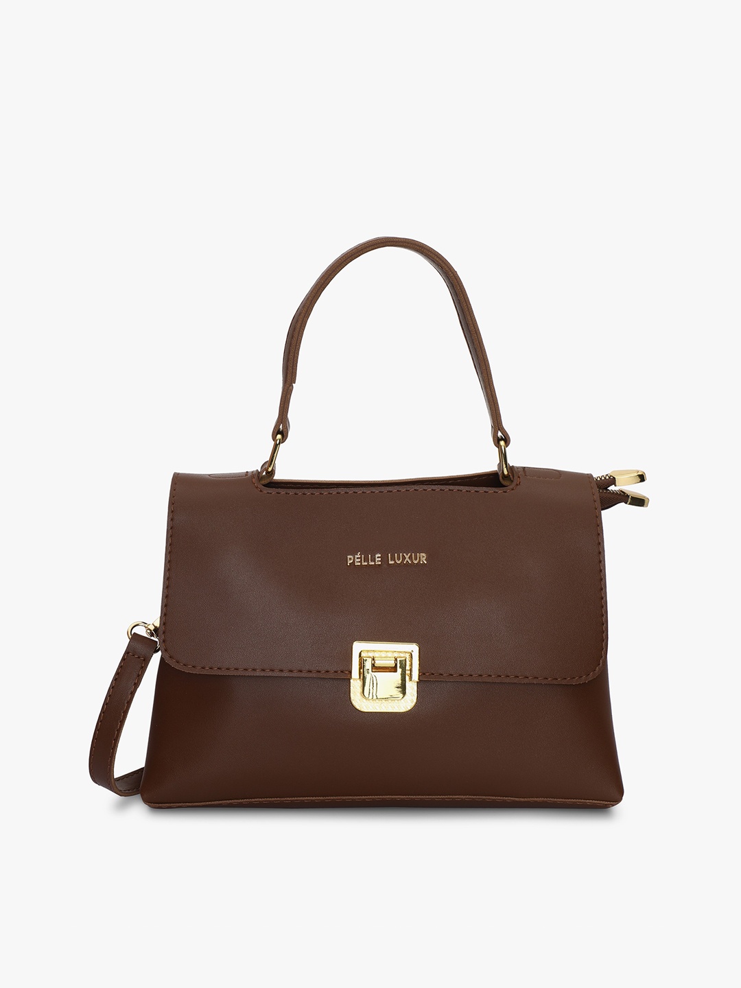 

PELLE LUXUR Structured Satchel, Brown