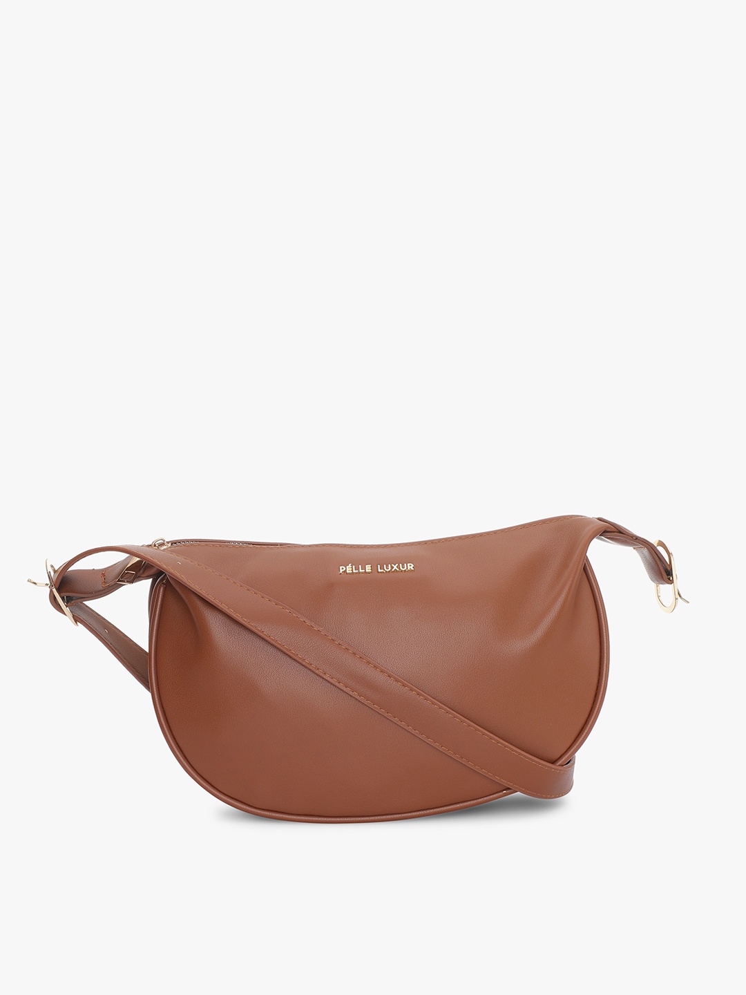 

PELLE LUXUR Textured Structured Sling Bag, Brown
