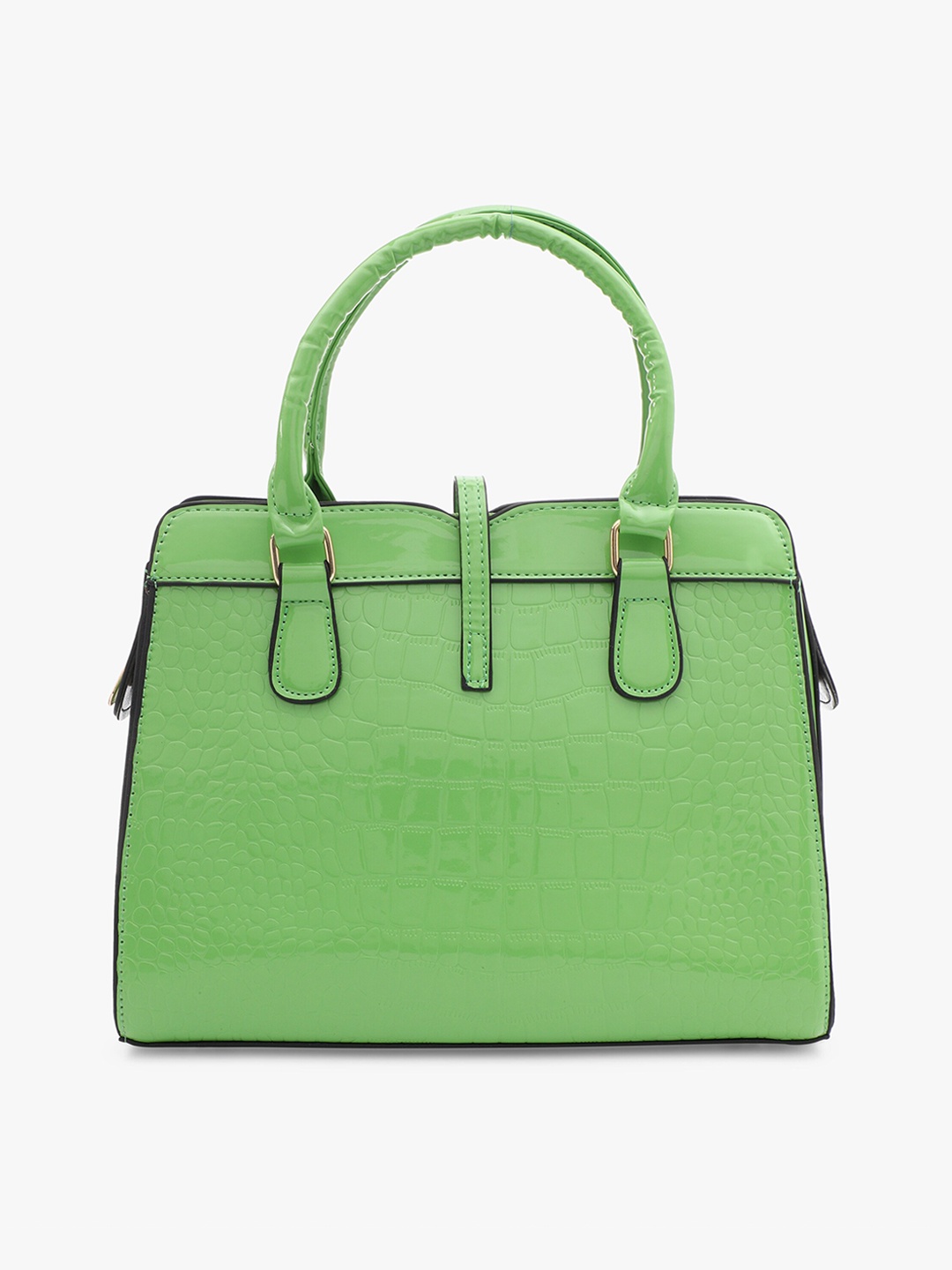 

PELLE LUXUR Textured Structured Satchel Bag, Green