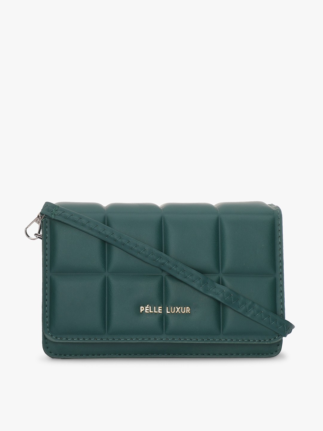 

PELLE LUXUR Textured Structured Sling Bag, Green