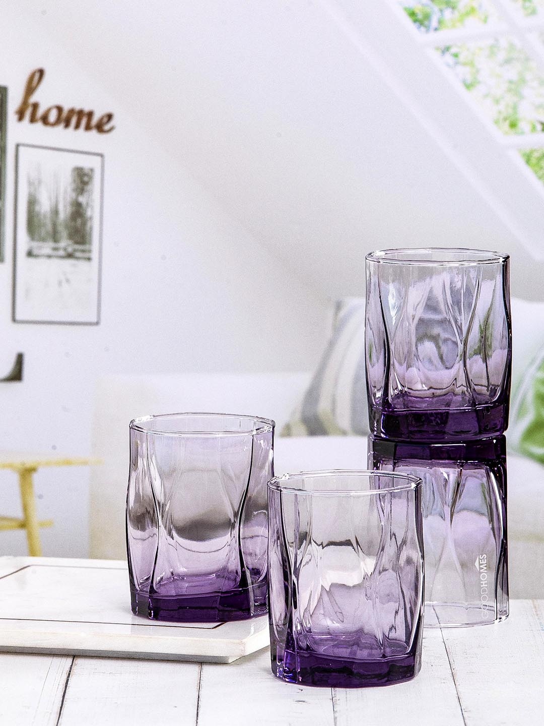 

GOODHOMES Purple 6 Pieces Glass Tumbler 300 ml Each