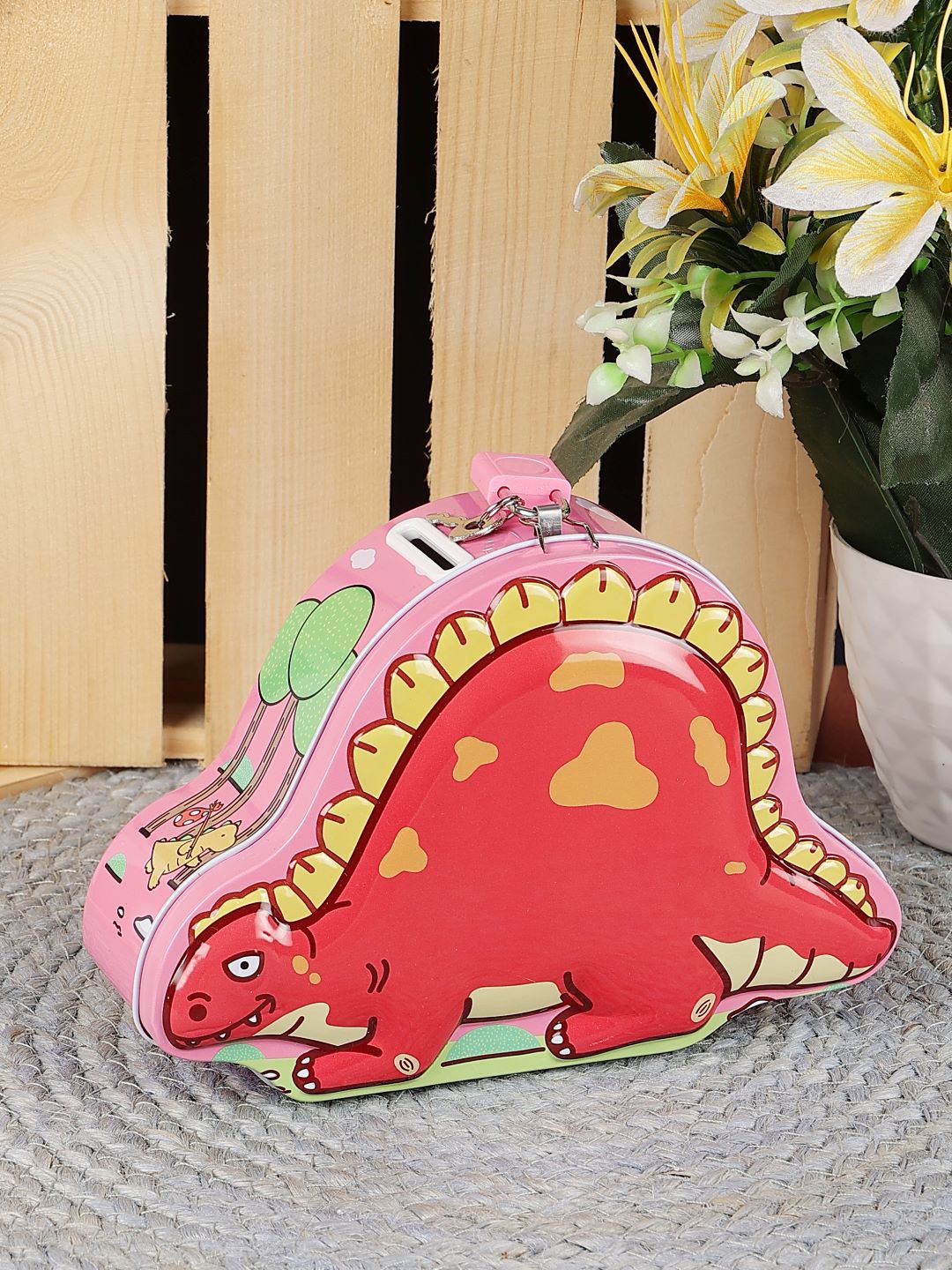 

PASSION PETALS Kids Pink Dinosaur Shaped Piggy Bank Showpiece