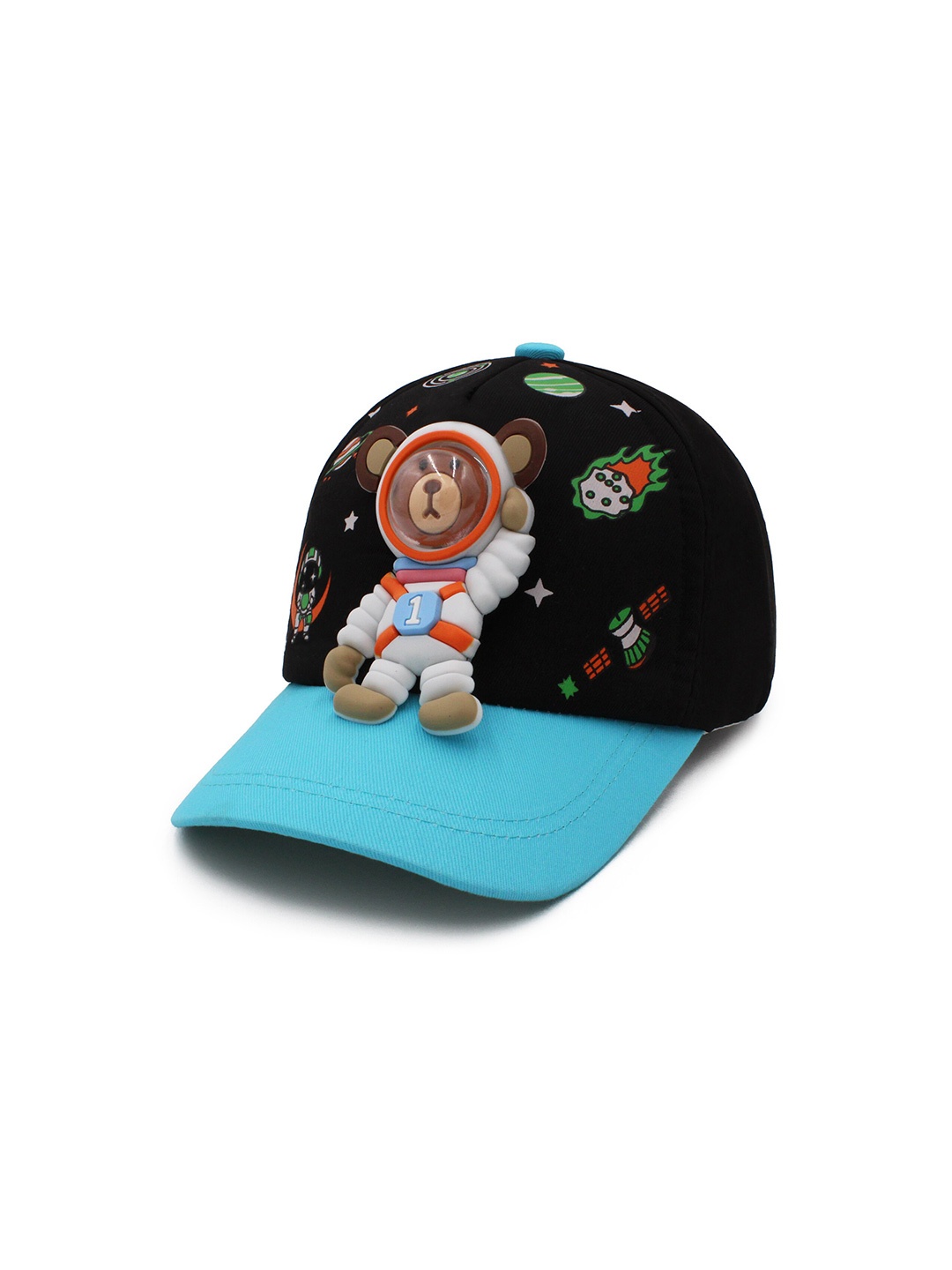 

JENNA Kids-Boys Cartoon Character Printed Cotton Baseball Cap, Black