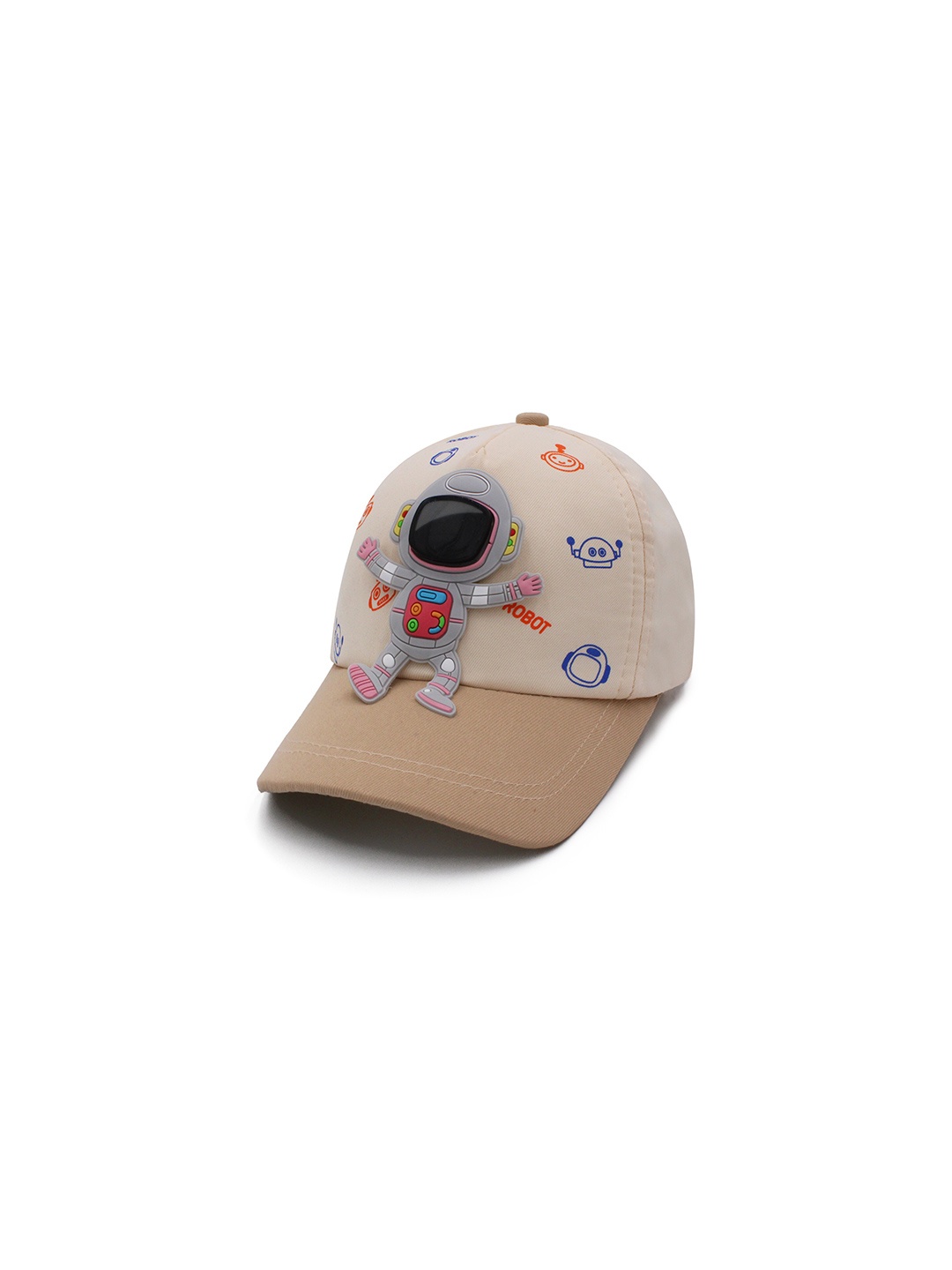 

JENNA Boys Cartoon Character Printed Cotton Baseball Cap, Beige