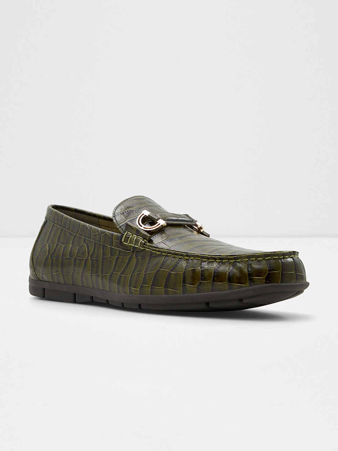 

ALDO Men Embellished Leather Comfort Insole Horsebit Loafers, Olive