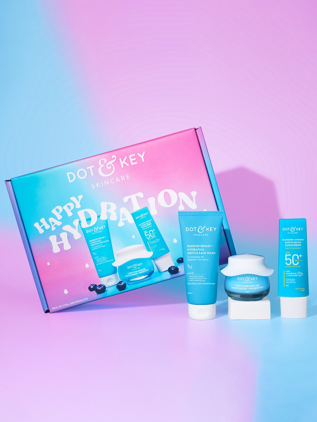 

DOT & KEY Pack of 3 Hydration Essentials, Blue