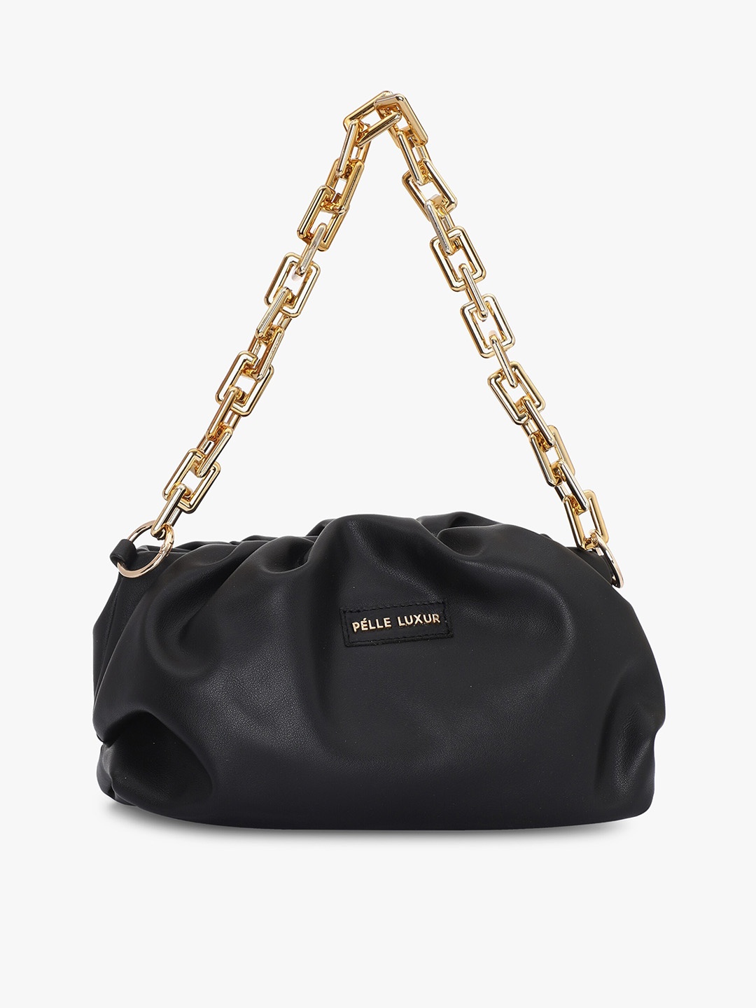 

PELLE LUXUR Structured Hobo Bag, Black