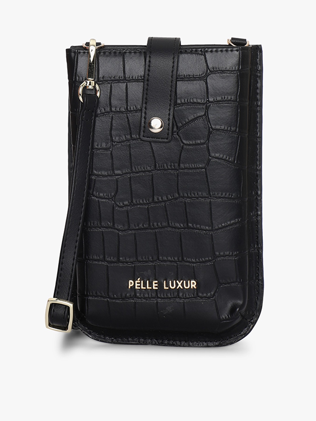 

PELLE LUXUR Black Textured PU Structured Sling Bag