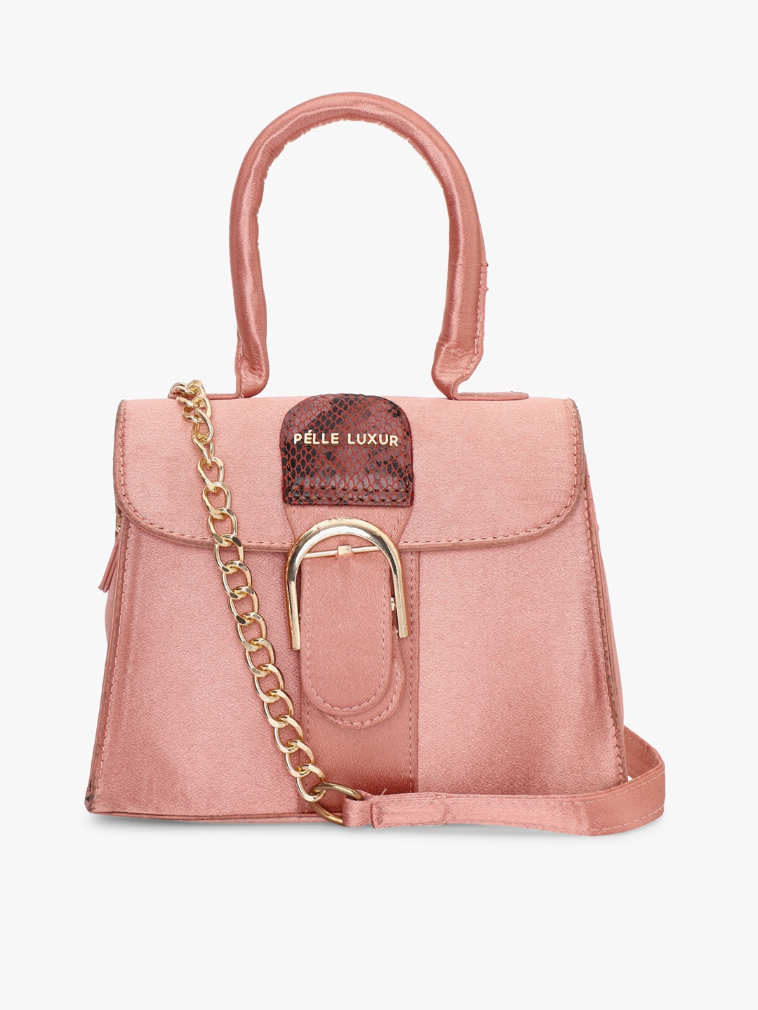 

PELLE LUXUR Textured Structured Handheld Bag, Pink