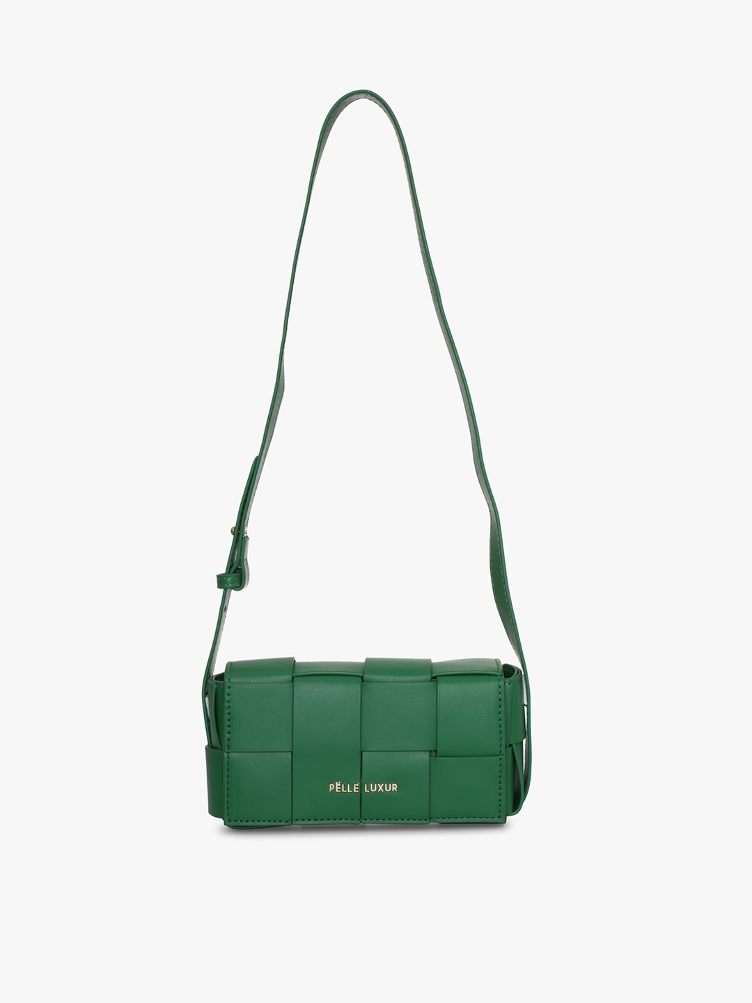 

PELLE LUXUR Textured Structured Sling Bag, Green