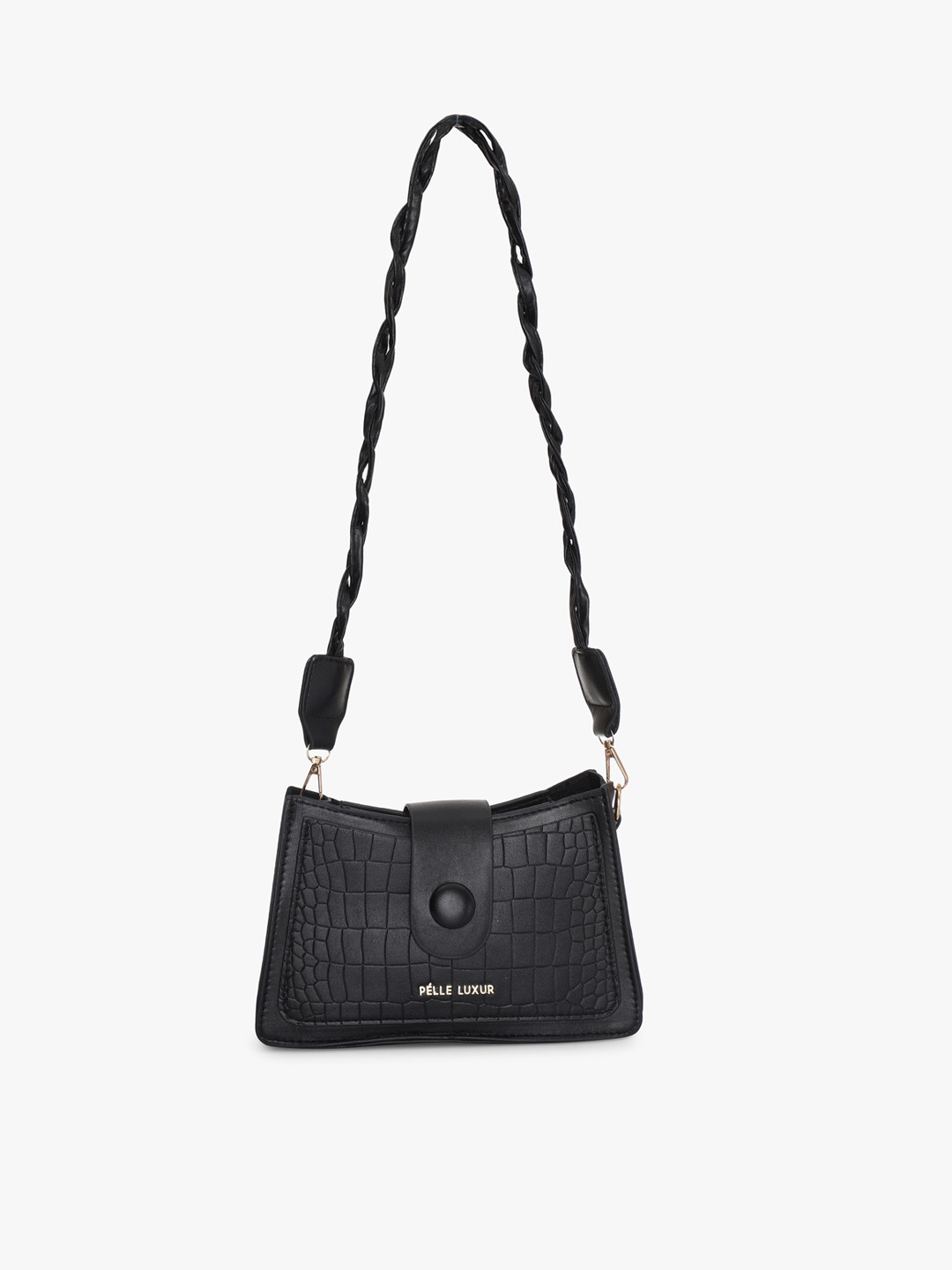 

PELLE LUXUR Textured Structured Shoulder Bag, Black