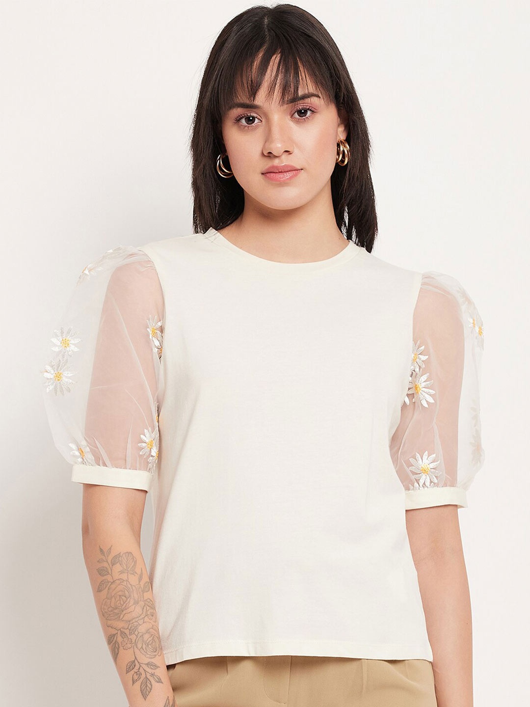 

CAMLA Puff Sleeves Regular Top, Off white