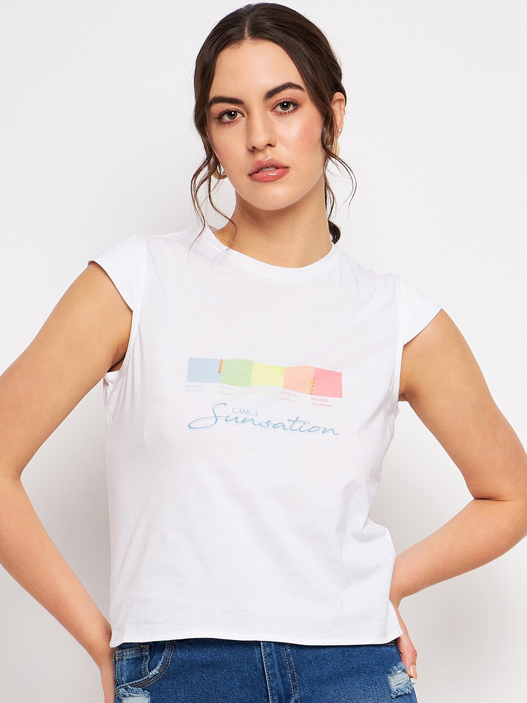 

CAMLA Typography Printed Regular Top, White