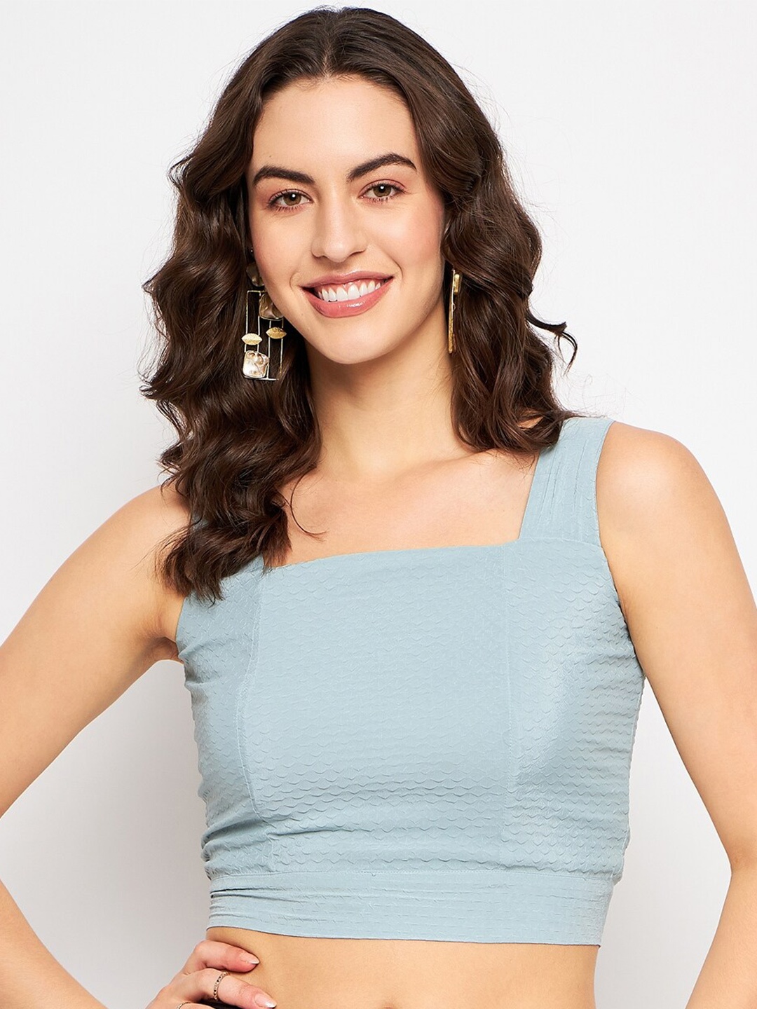 

CAMLA Square Neck Fitted Crop Top, Green