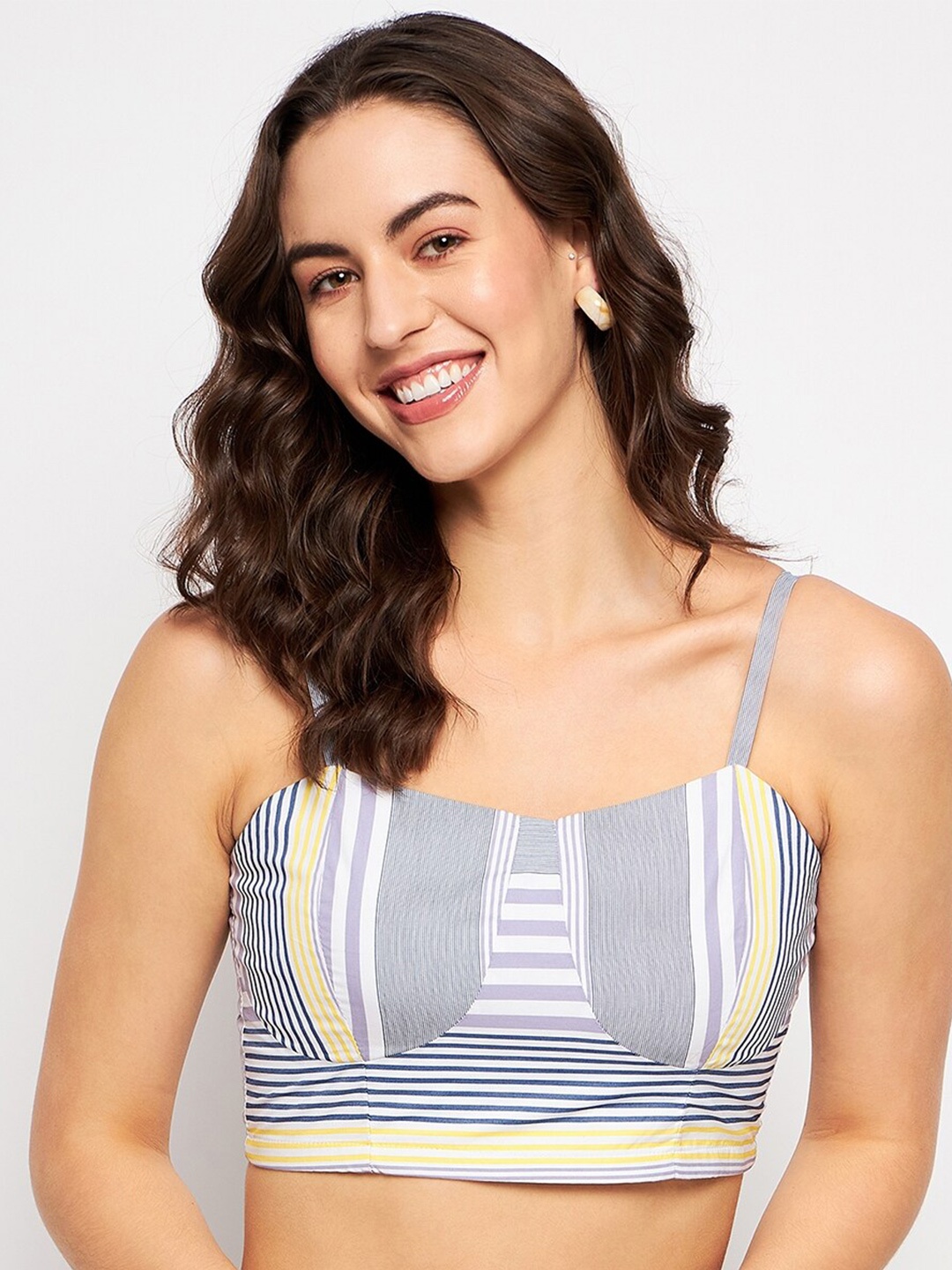 

CAMLA Striped Bralette Crop Top, Mauve