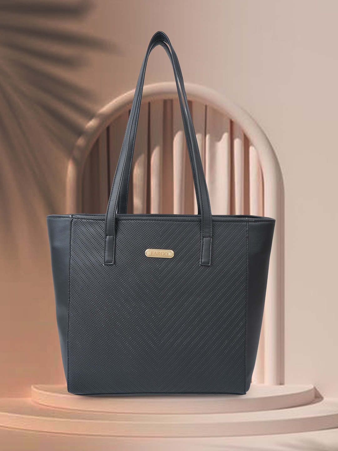 

FARGO Textured Shopper Shoulder Bag, Black