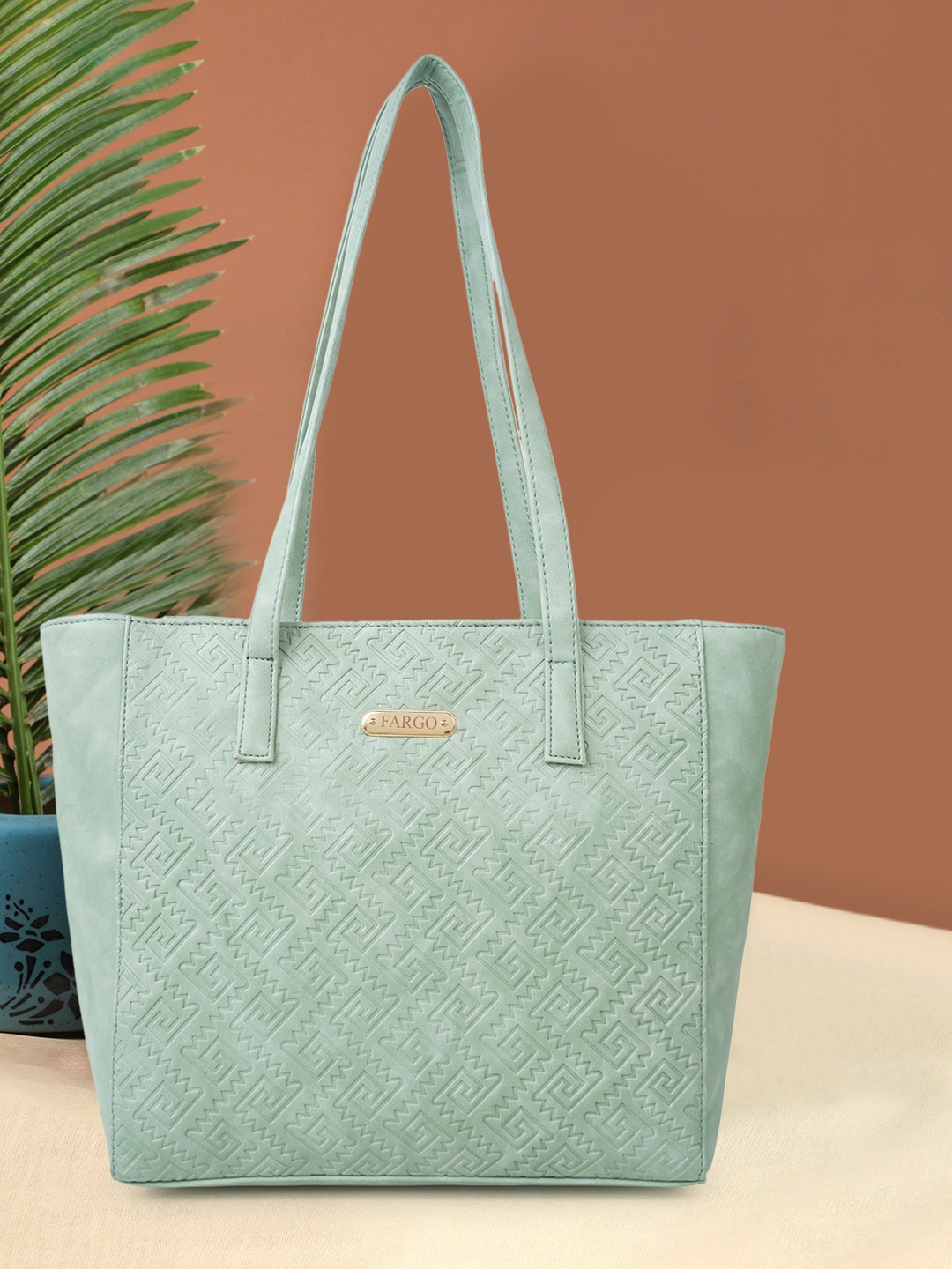 FARGO Textured Shopper Shoulder Bag, Green