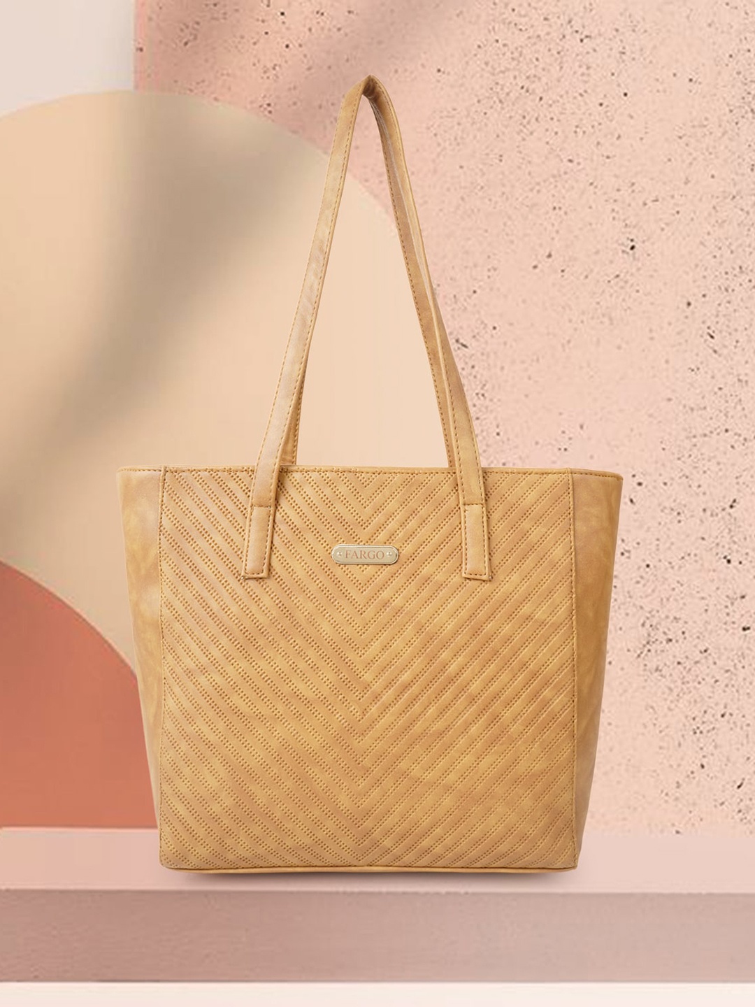 

FARGO Oversized Abstract Printed Shopper Shoulder Bag, Yellow