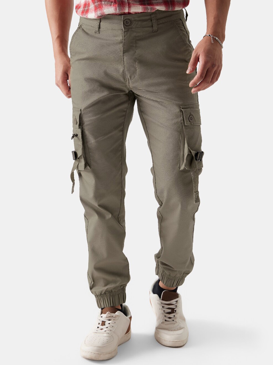 

The Souled Store Men Khaki Coloured Mid Rise Joggers