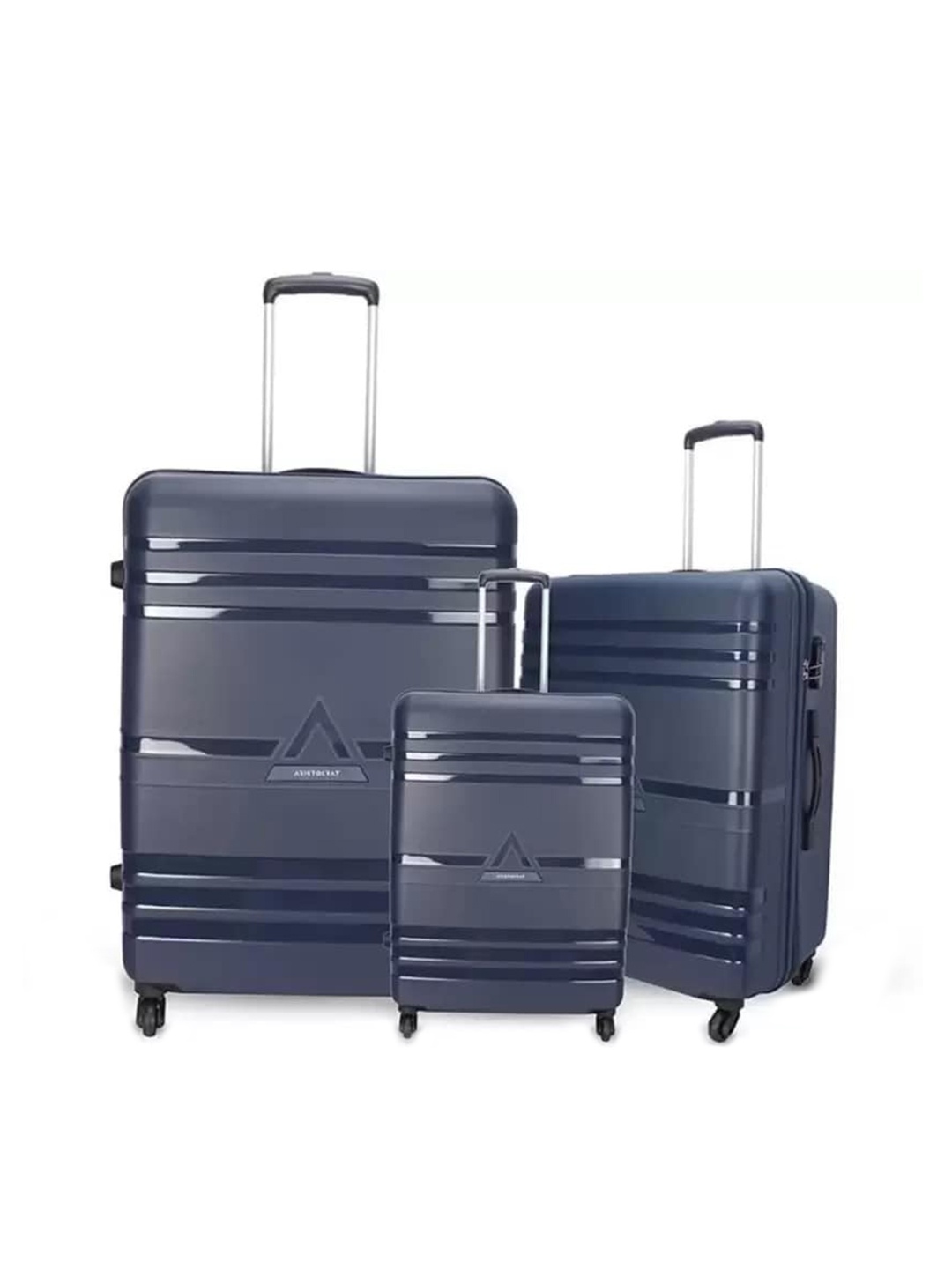 

Aristocrat Set Of 3 JET PLUS Water Resistant Hard Trolley Suitcases, Blue