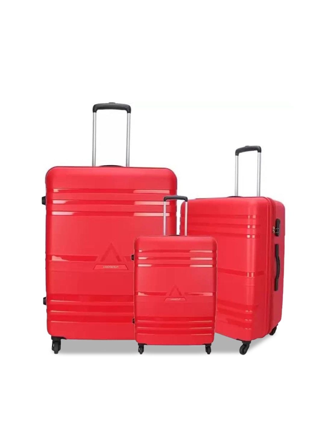 

Aristocrat Set Of 3 JET PLUS Water Resistant Hard Trolley Suitcases, Red