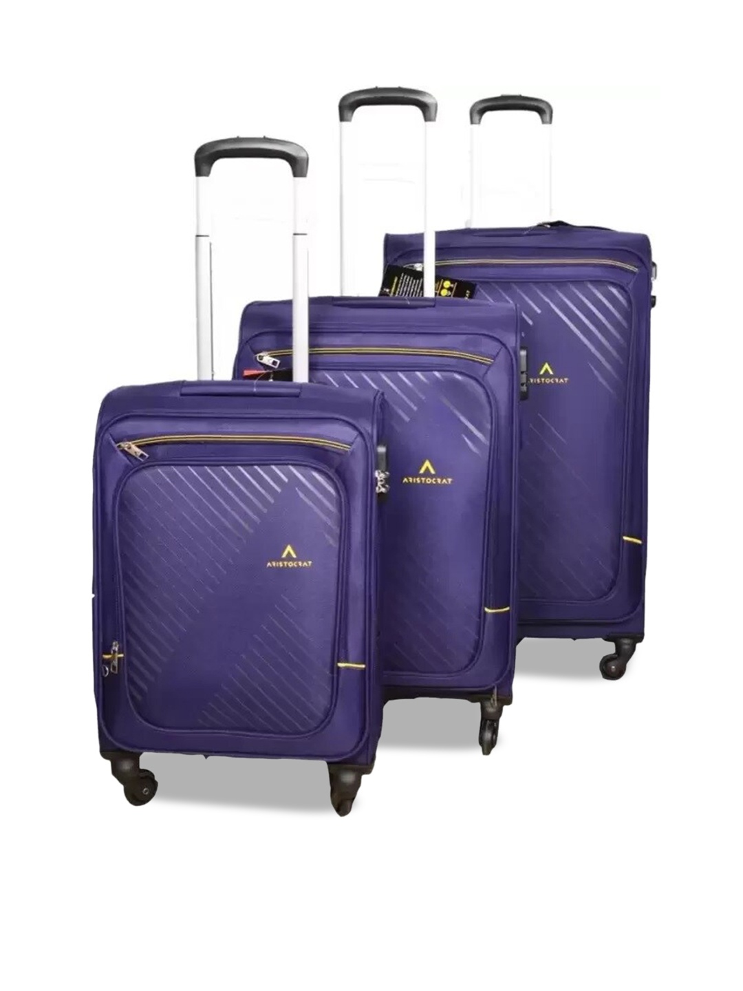 

Aristocrat Set Of 3 Hard-Sided Trolley Suitcases, Purple