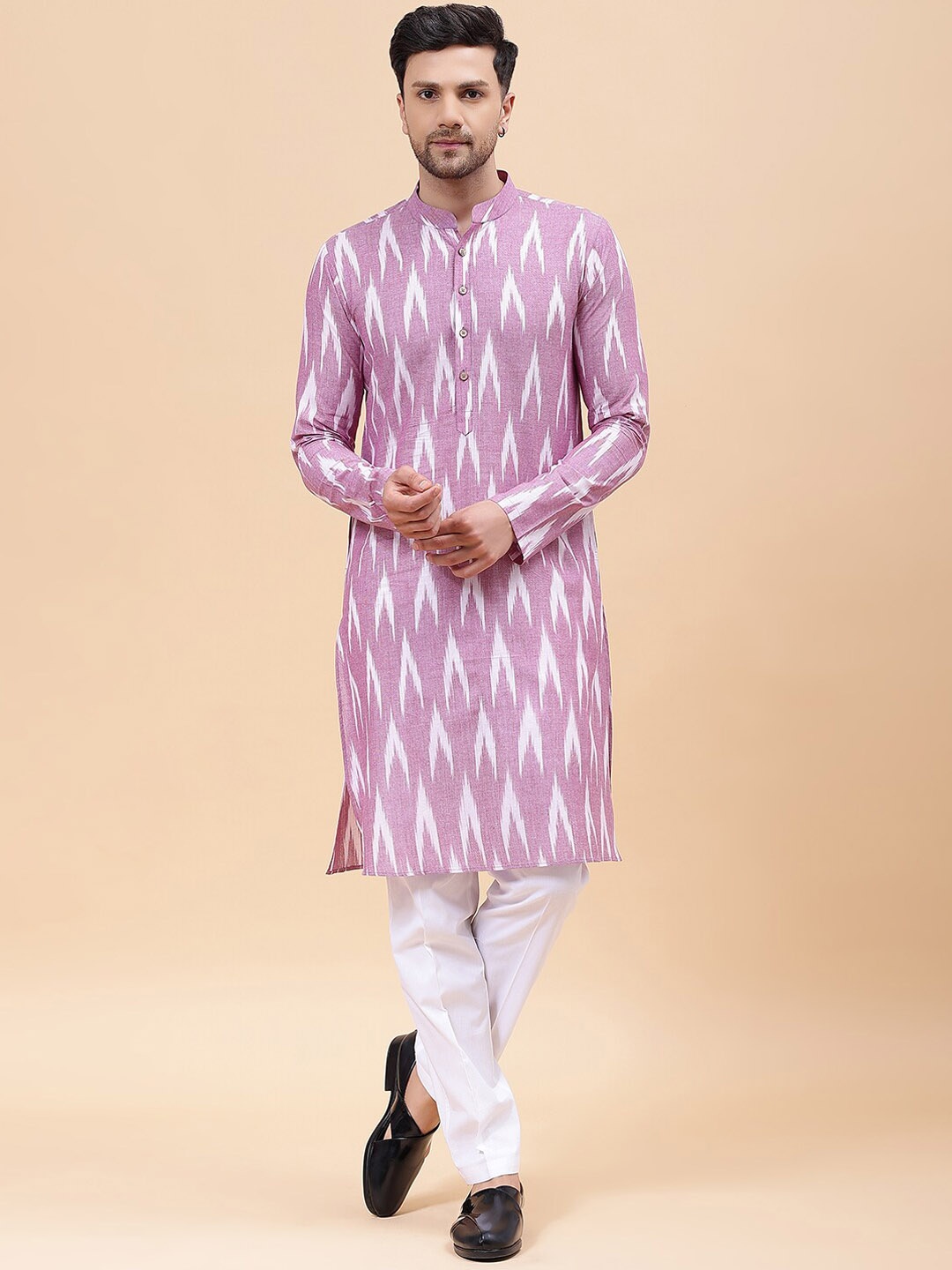 

See Designs Ethnic Motifs Printed Regular Pure Cotton Kurta with Pyjamas, Lavender