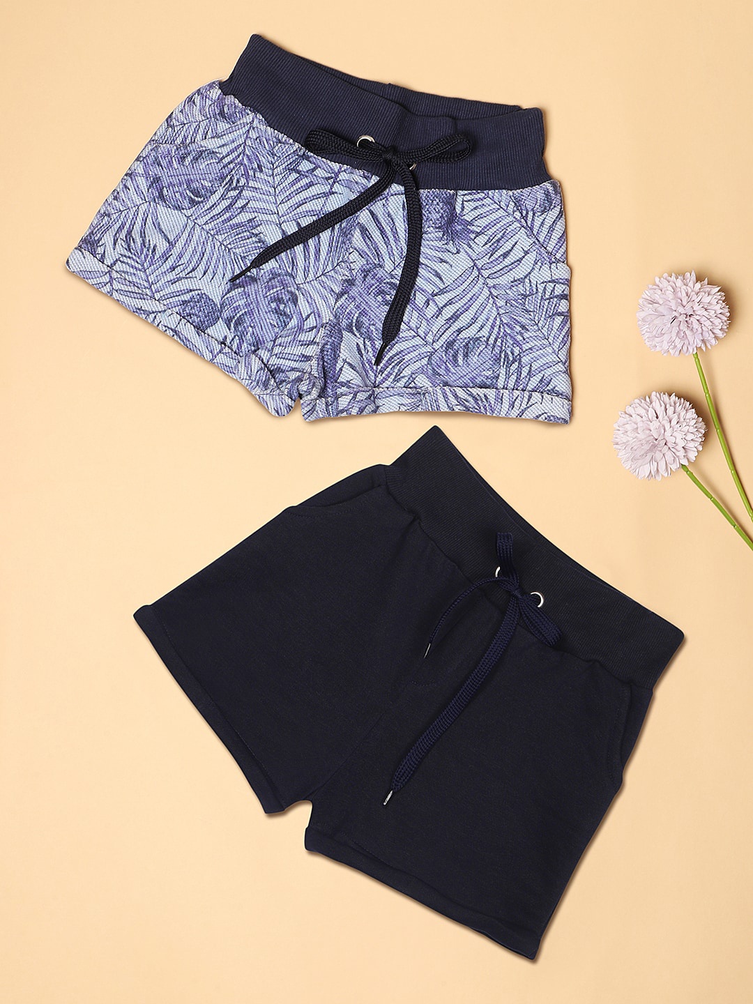 

RAINE AND JAINE Girls Pack Of 2 Printed Shorts, Navy blue