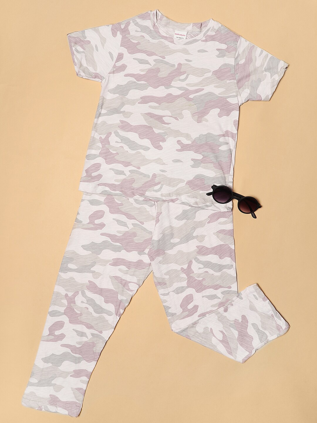 

RAINE AND JAINE Boys Camouflage Printed Pure Cotton Night Suit, Beige