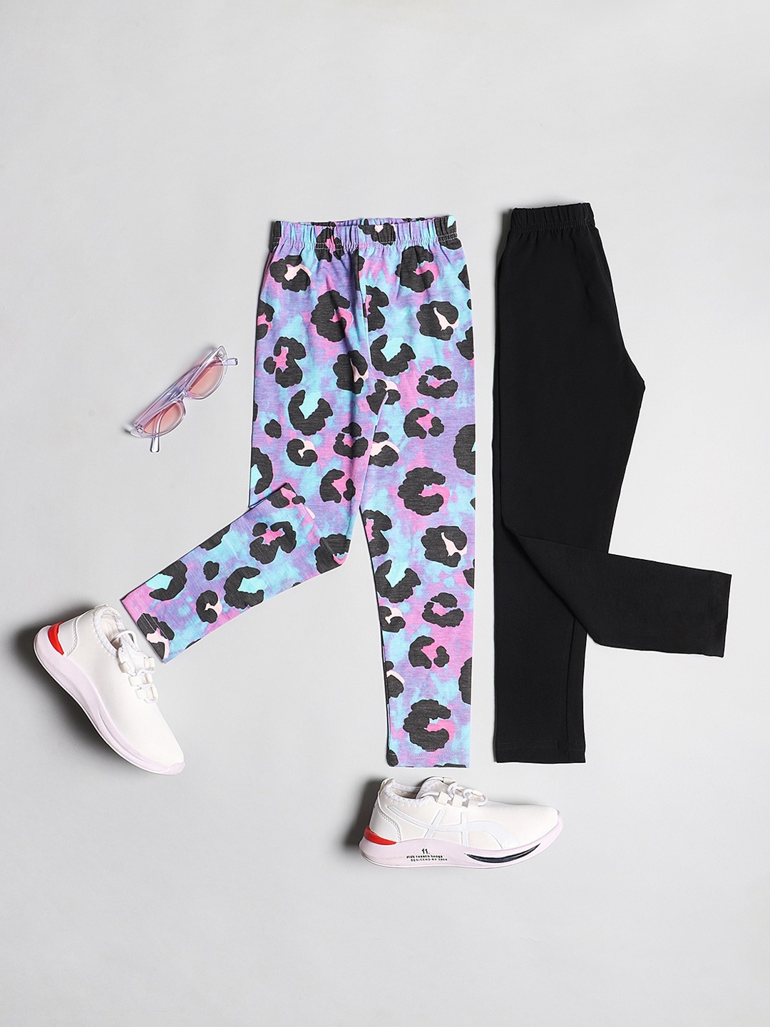 

RAINE AND JAINE Girls Pack of 2 Ankle Length Leggings, Black