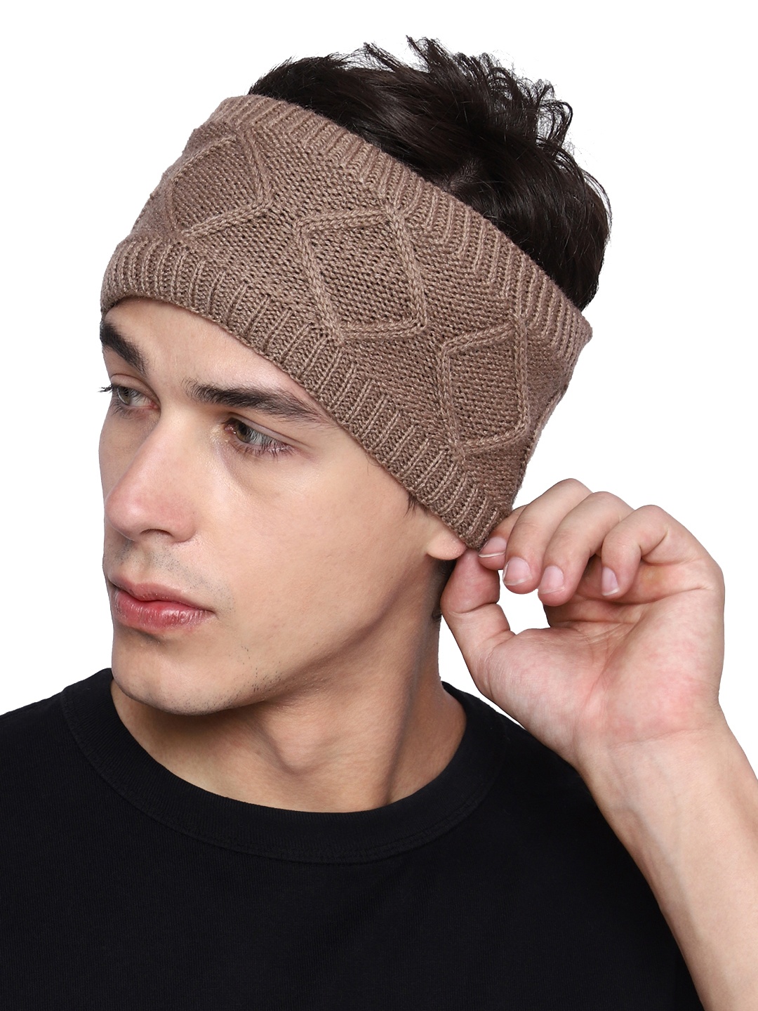 

Gajraj Self Design Woolen Headband, Beige