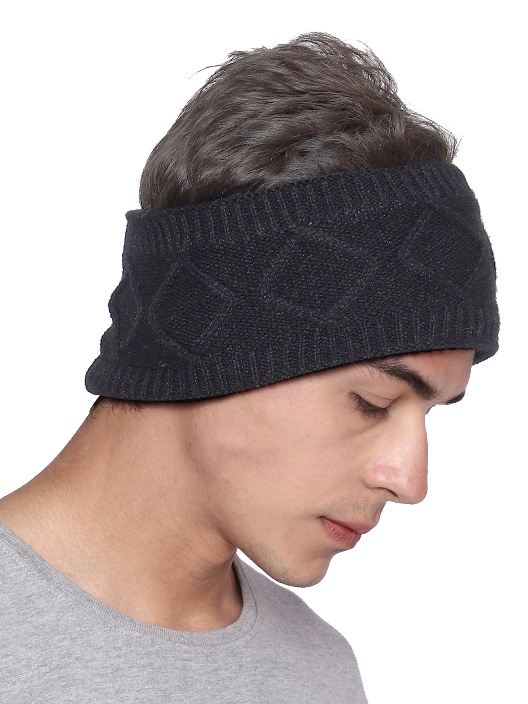 

Gajraj Self Design Woolen Headband, Black