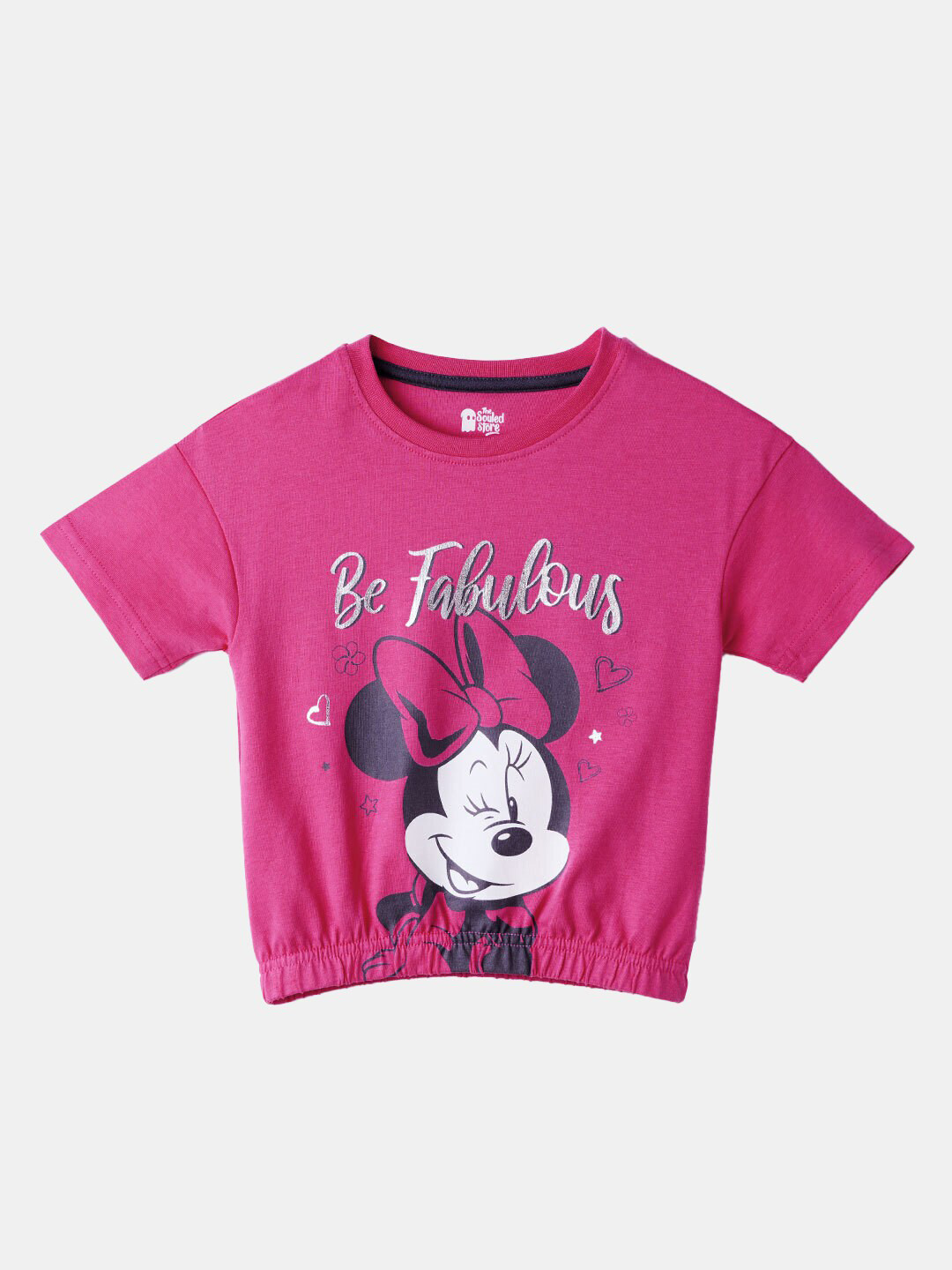 

The Souled Store Girls Minnie Mouse Print Cotton Blouson Top, Pink