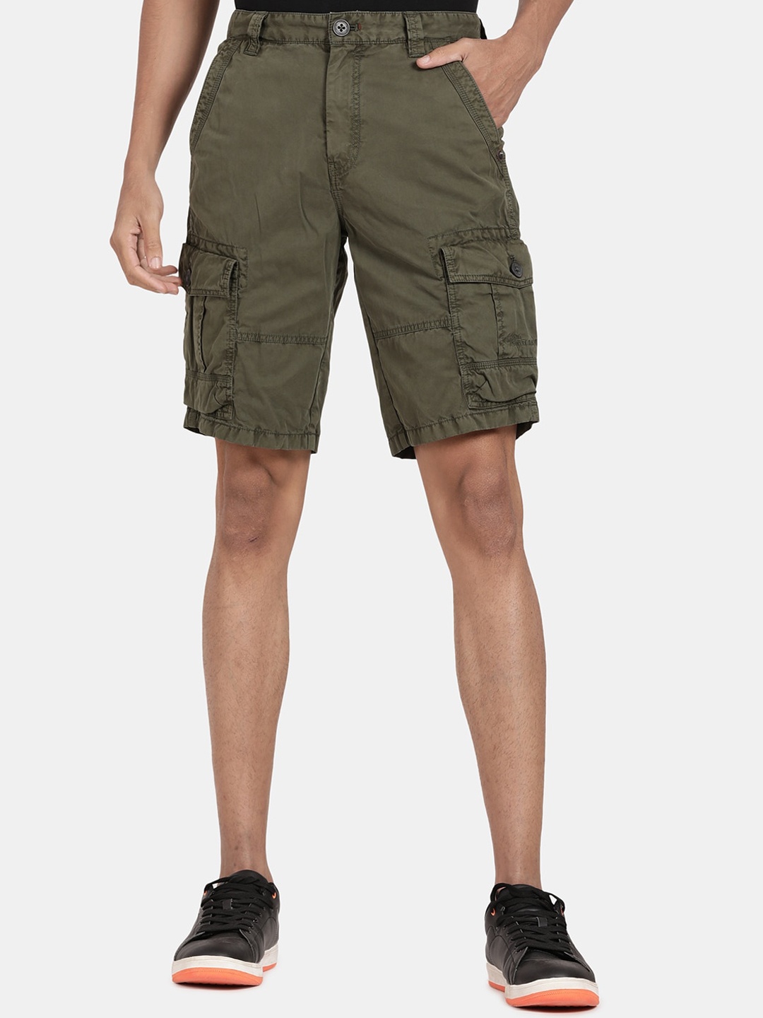 

t-base Men Cotton Cargo Shorts, Olive