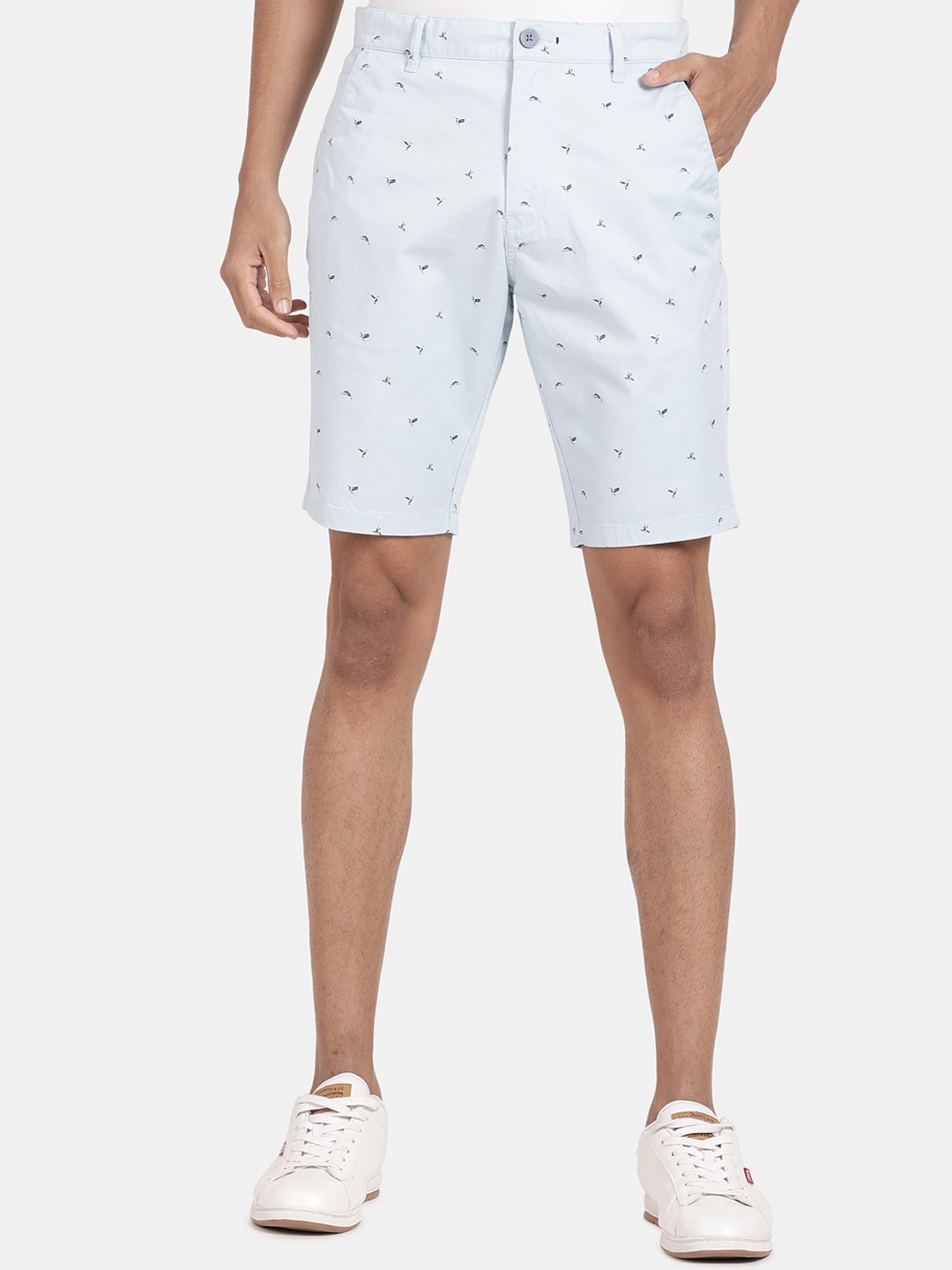 

t-base Men Conversational Printed Shorts, Blue